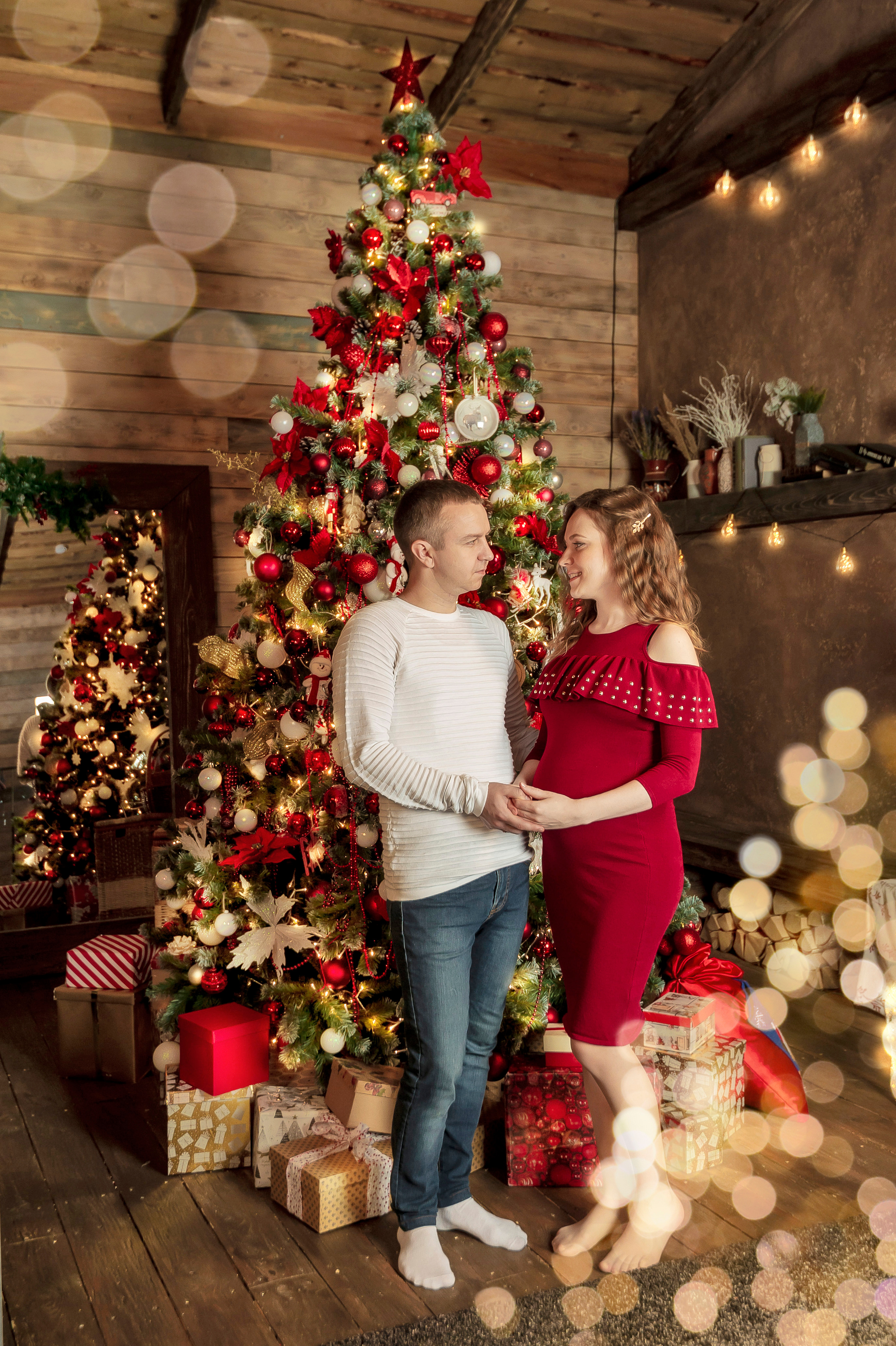 Семейная новогодняя фотосессия беременности. Свадебный фотограф Наталья Немцева в Санкт-Петербурге