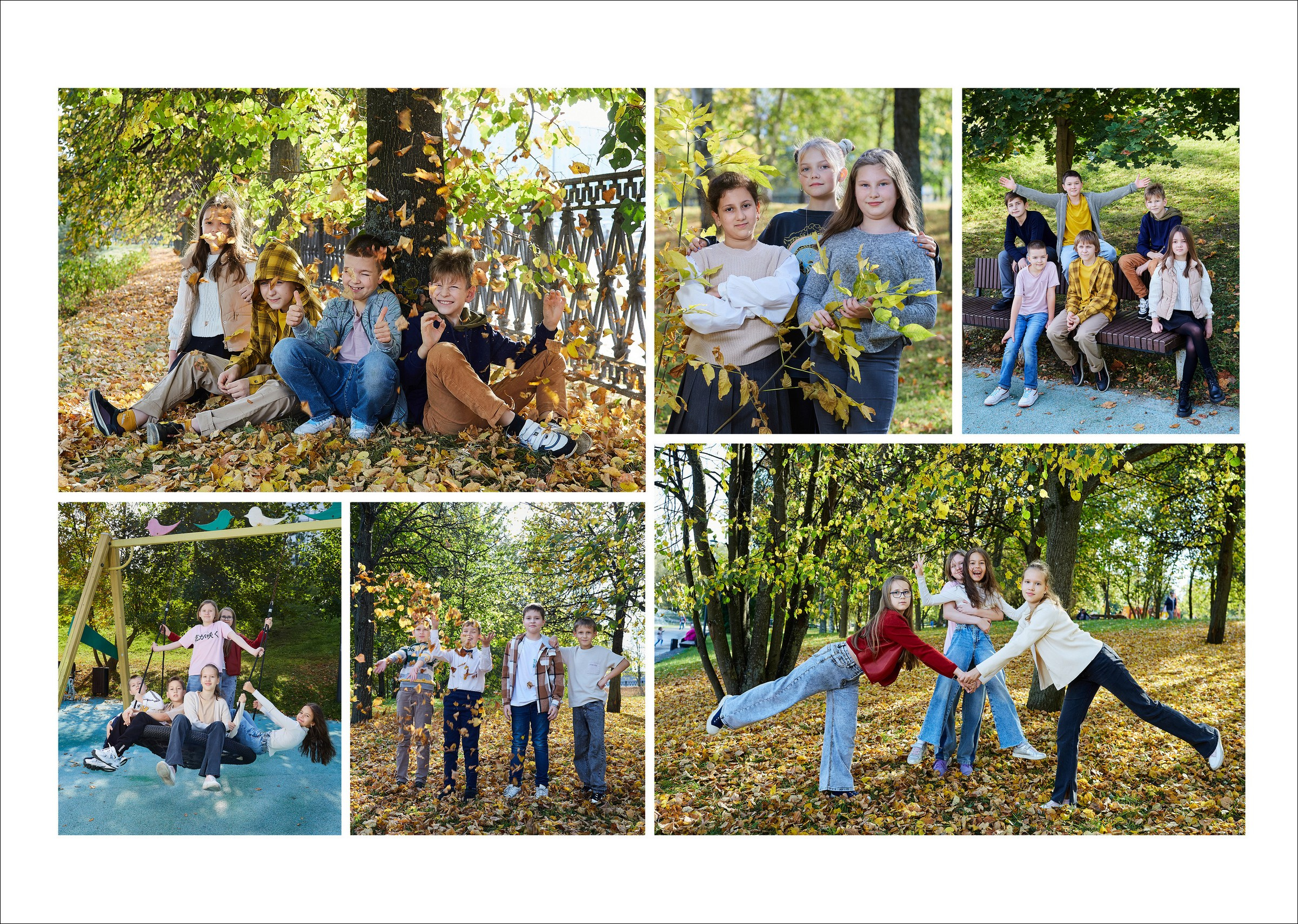 Выпускной альбом для 4 класса с осенней съемкой на улице. Школьный фотограф Сергей Беликов
