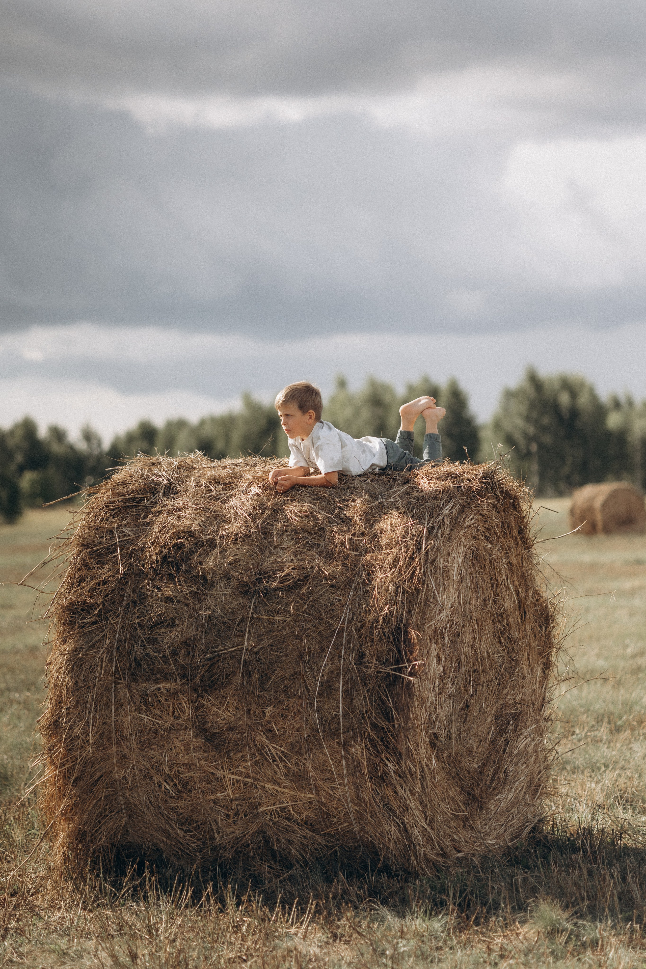 Вика и Миша на сене. Семейный фотограф lifestyle в Новосибирске Елена Шпилевая