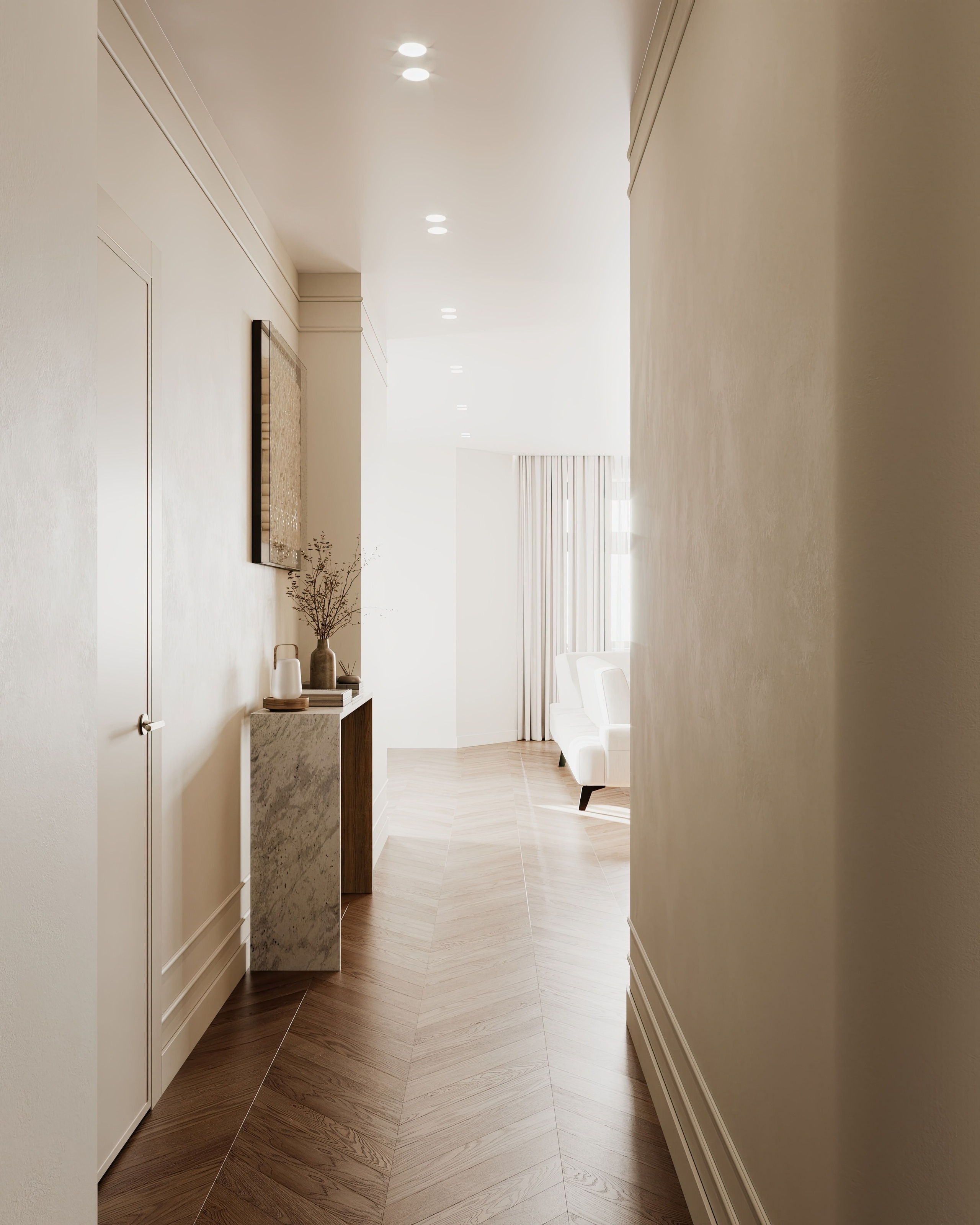 Полянка кухня-гостиная-прихожая-коридор. Визуализатор Векшина Елена