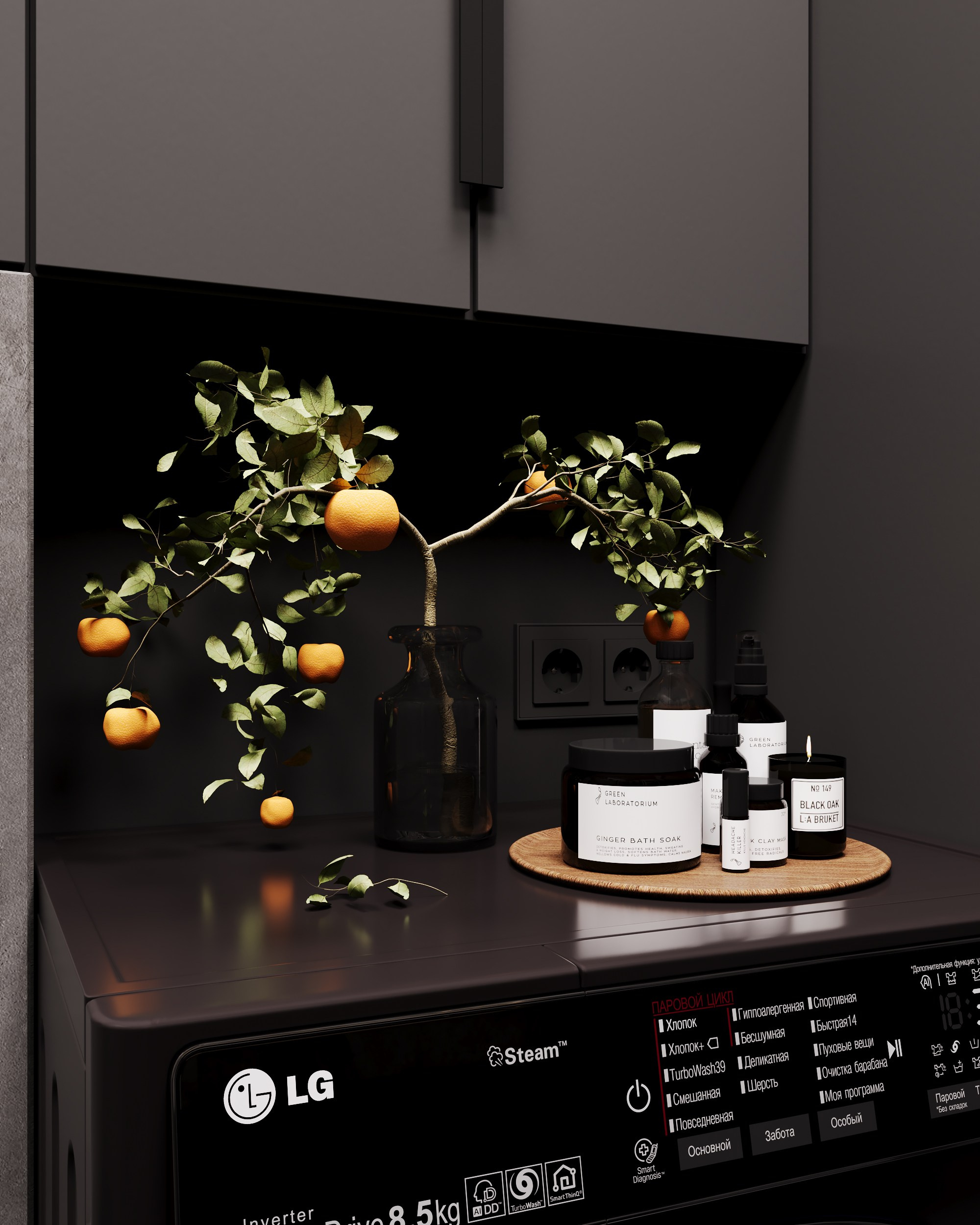 Black, winter bathroom. Дизайн интерьера | 3D визуализация | Миланская Марина