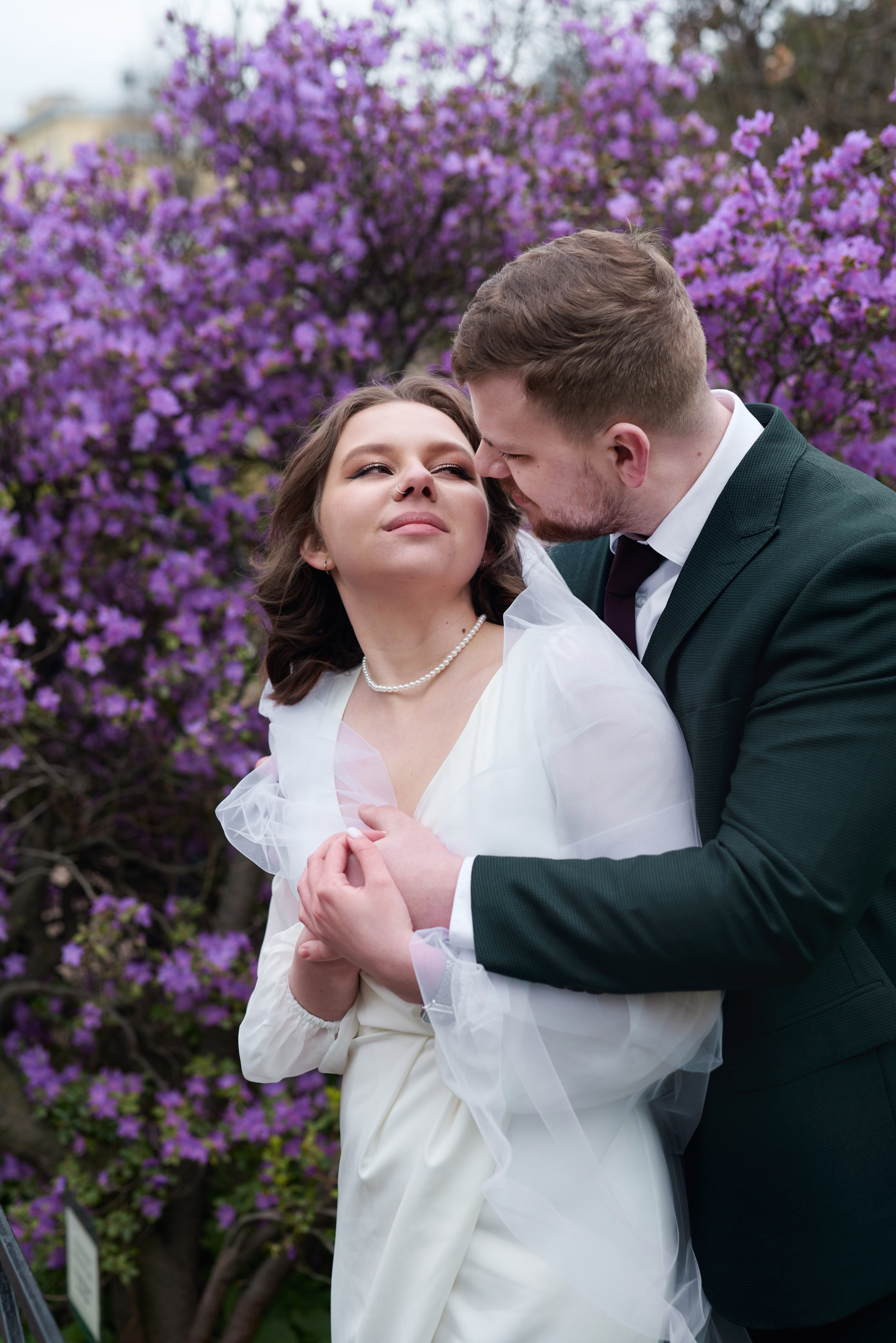 Ксения и Егор (фотосессия в ЗАГСе Петроградского района, Ботаническом саду с сакурой). Портретный, семейный и свадебный фотограф в Санкт-Петербурге и в Пушкине Ширяев Денис