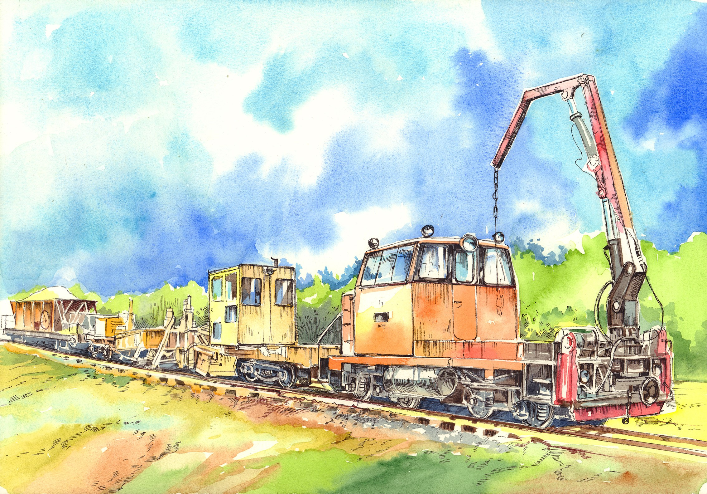 Узкоколейные железные дороги. Художник Александр Петрунин