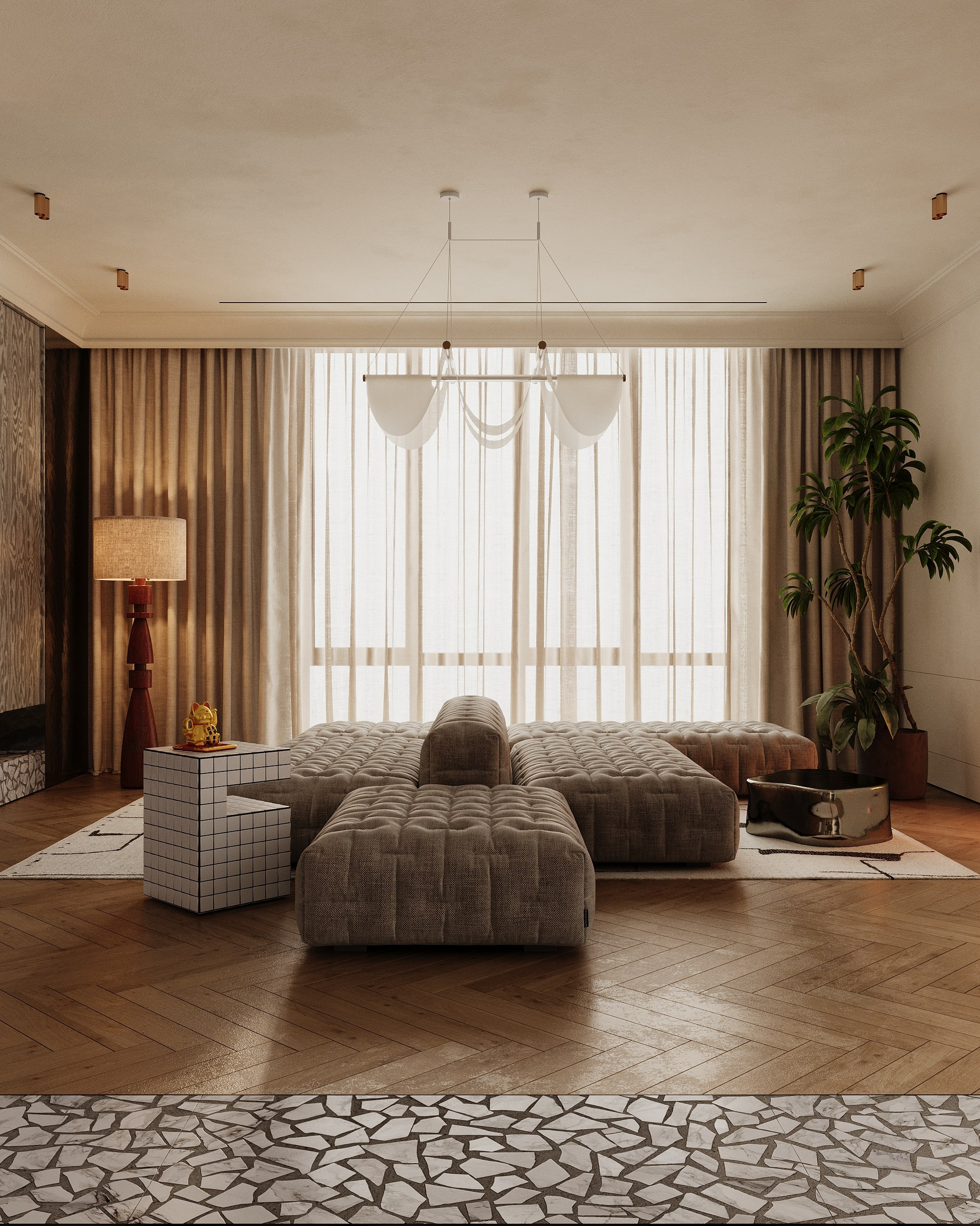 SOFT MINIMAL APARTMENT. Interior 3D visualizer Liya Iskevich