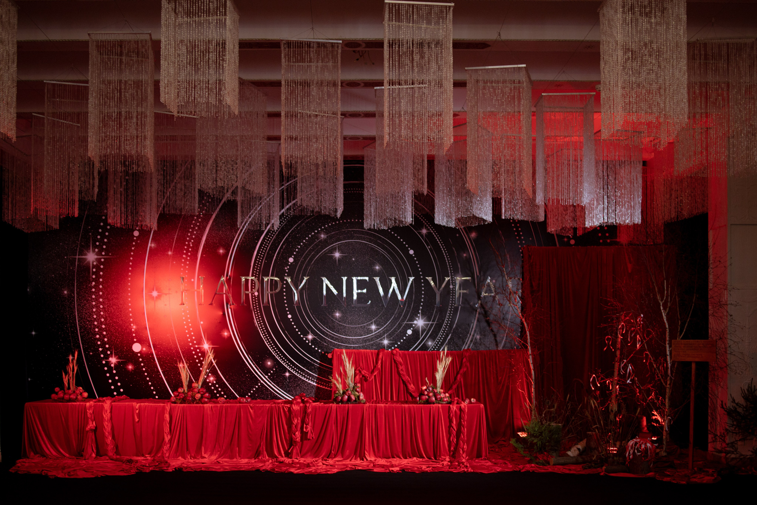 Новогодний корпоратив в фольклорном стиле. Особняк Лемана. Оформление свадеб, декор свадеб Вера Маркова, Москва