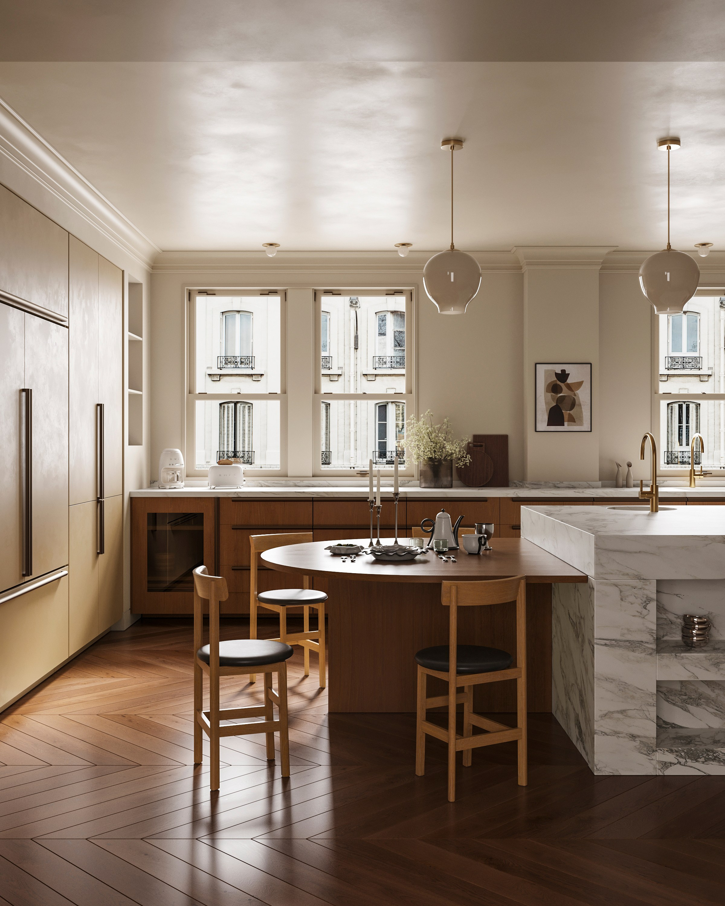 WARM KITCHEN | RENDERCAMP WORKSHOP. Interior Visualization by Valerie Stetyukevich