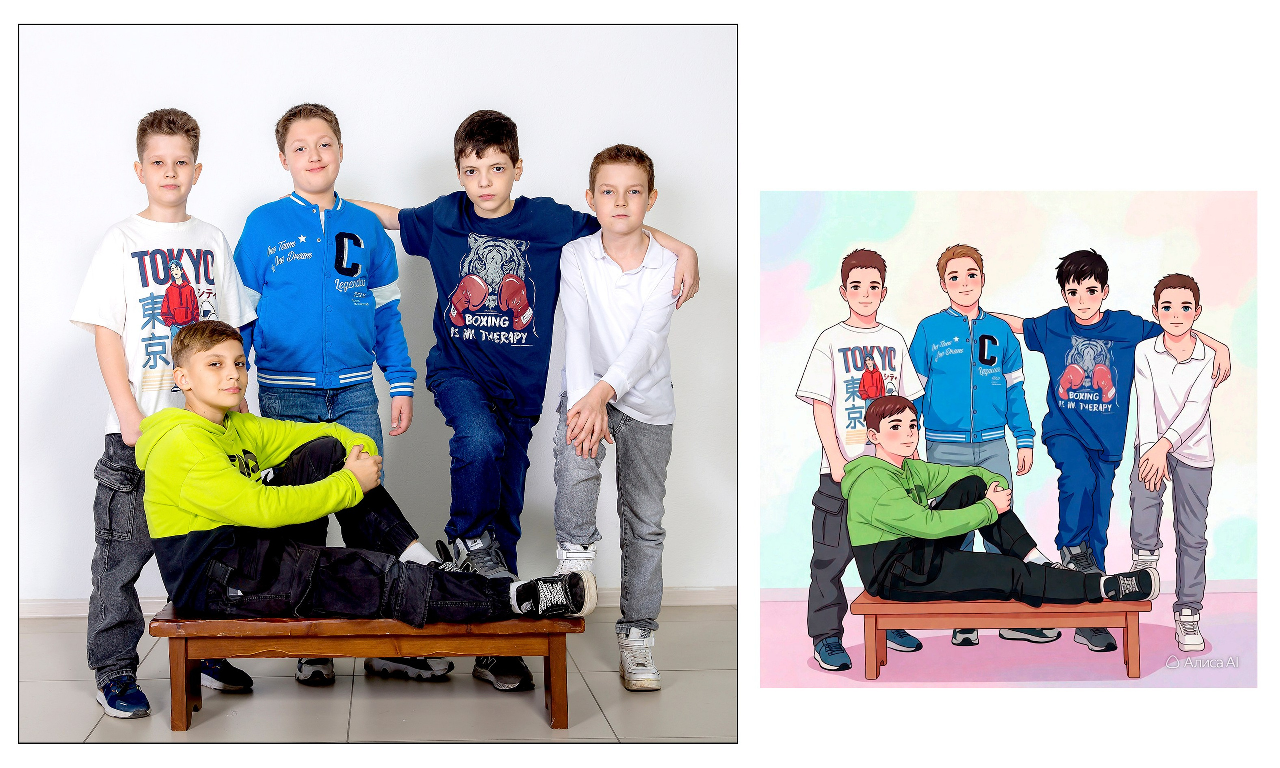 4А в СТУДИИ + АНИМЕ от ИИ Алиса. Семейный фотограф в Новороссийске Игорь Белослюдцев