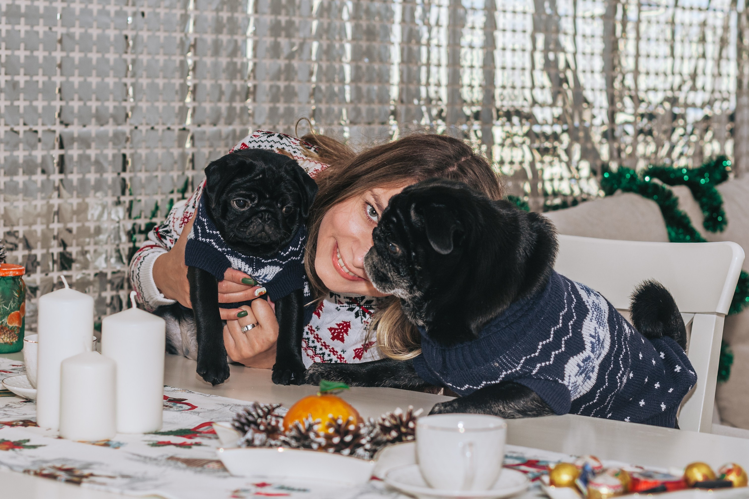 Домашняя фотосессия Оли и двух ее мопсов. Фотограф-анималист Татьяна Степанова