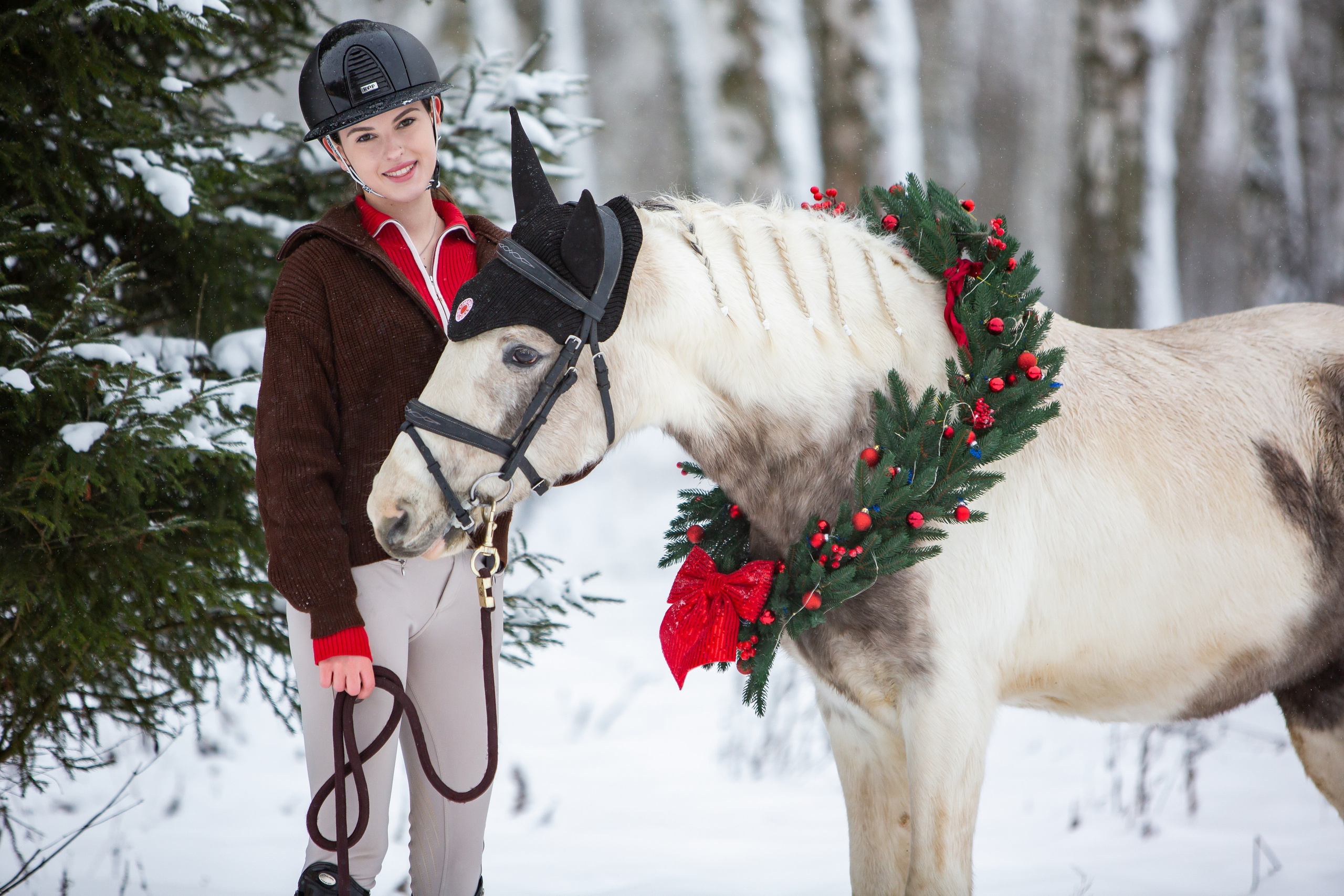 Виктория и Джуни новогодняя фотосессия. Конный фотограф Юлия Дроздова