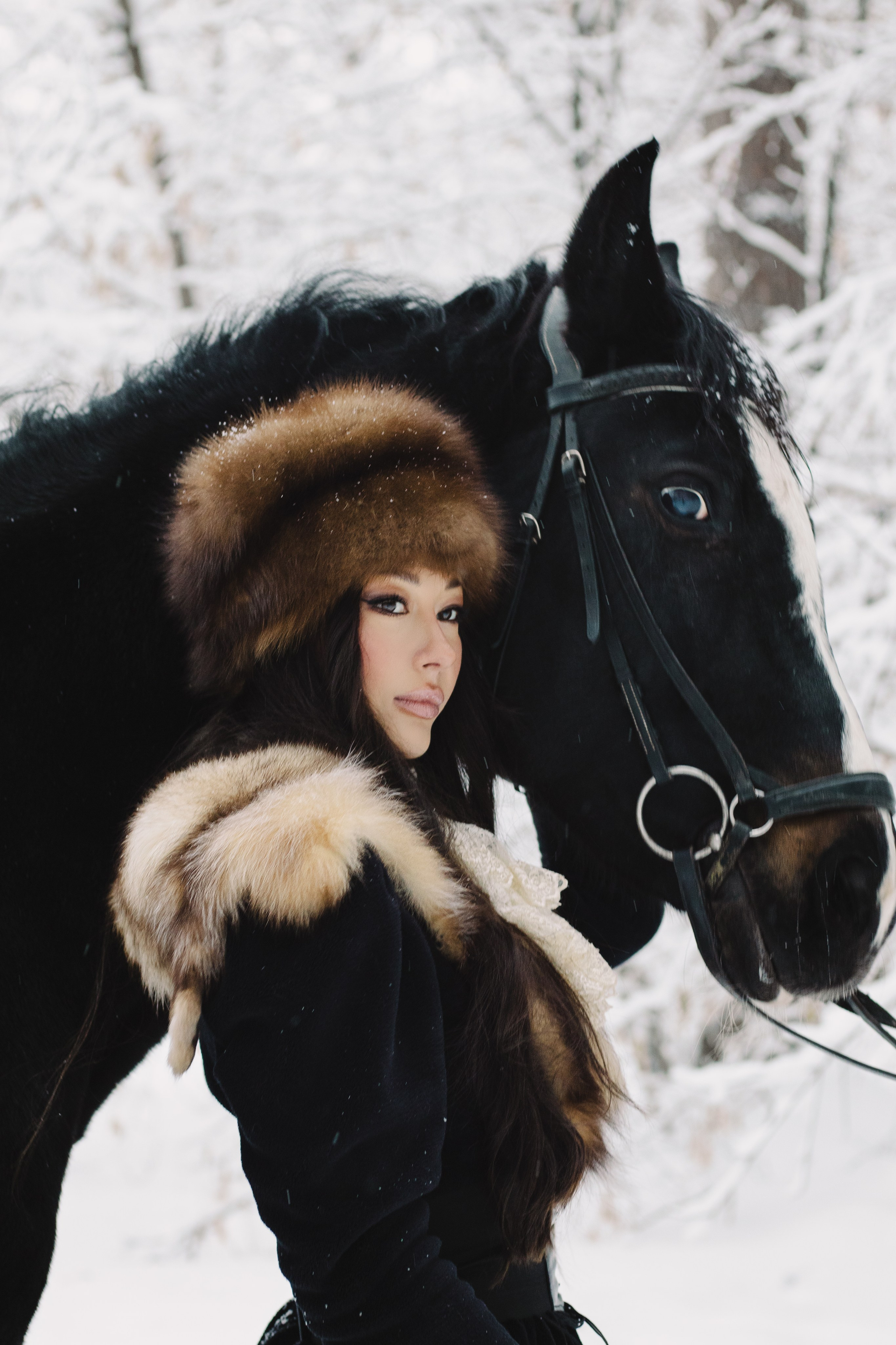 Новогодняя фотосессия с лошадью в Новосибирске. Анастасия Головерова фотограф в Новосибирске