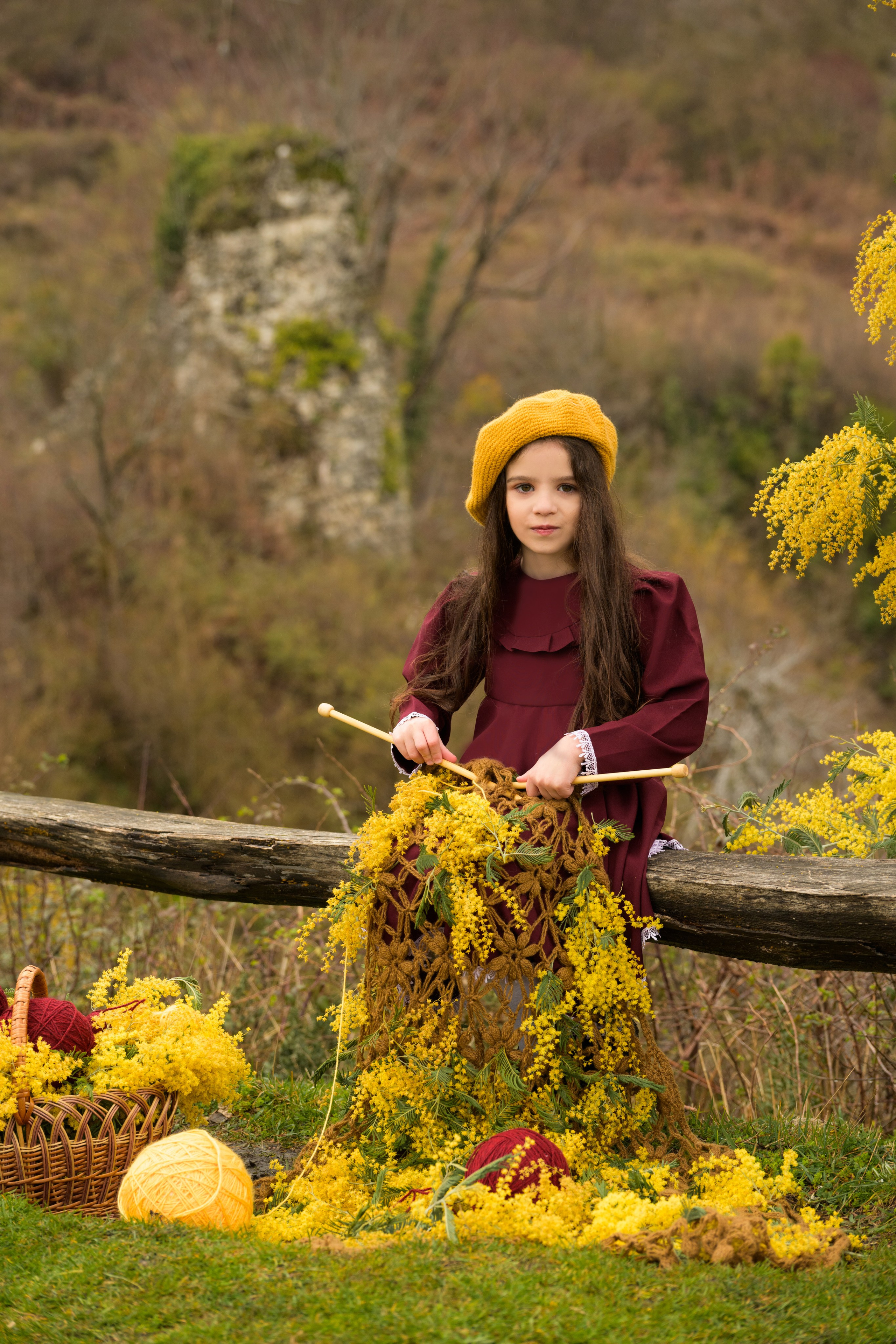 Фотосессия с мимозой