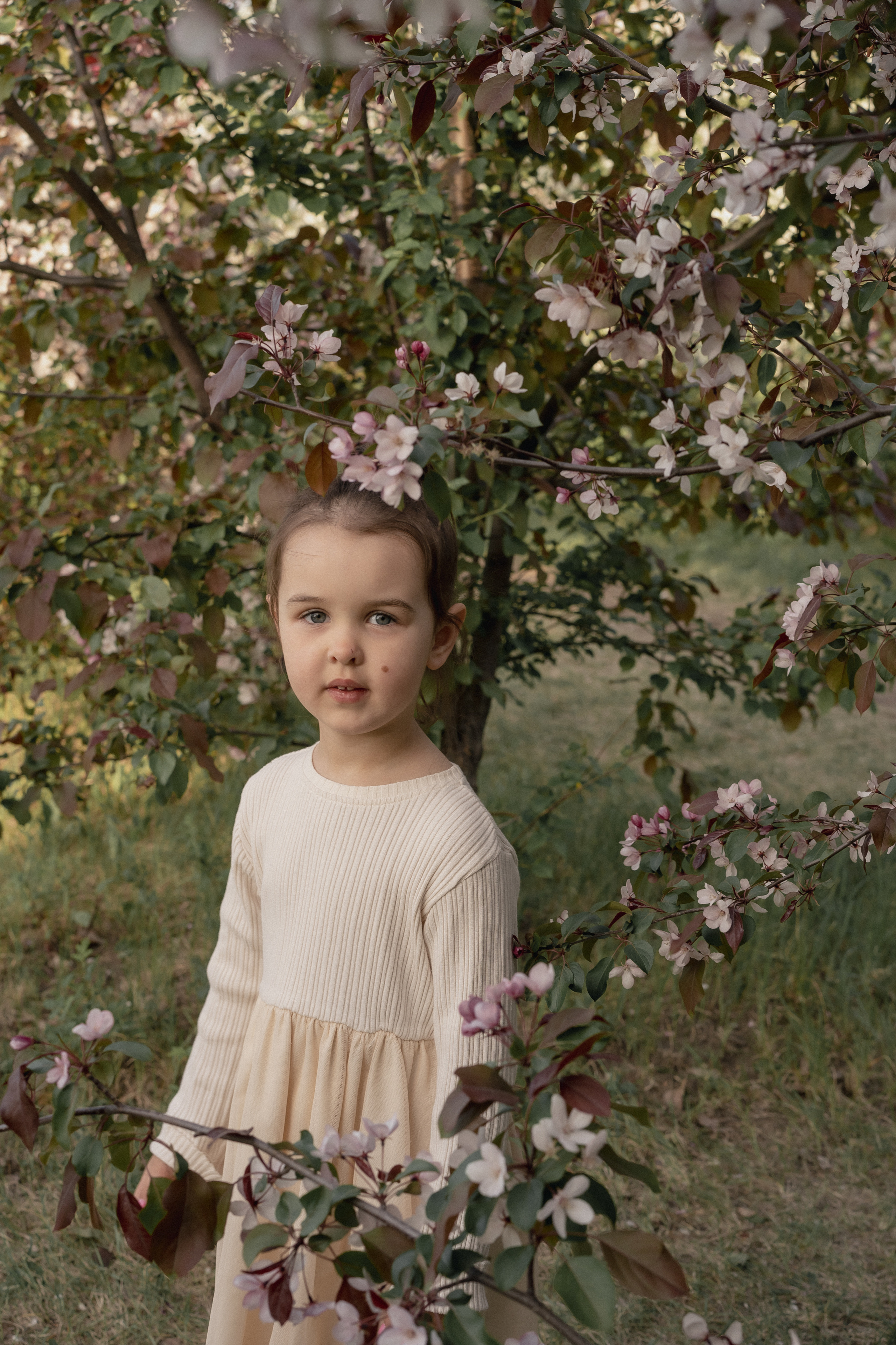 Семейная фотосессия в цветущих яблонях. Рыжкова Елена — контент фотограф Москва Тюмень. Стилизация съемки