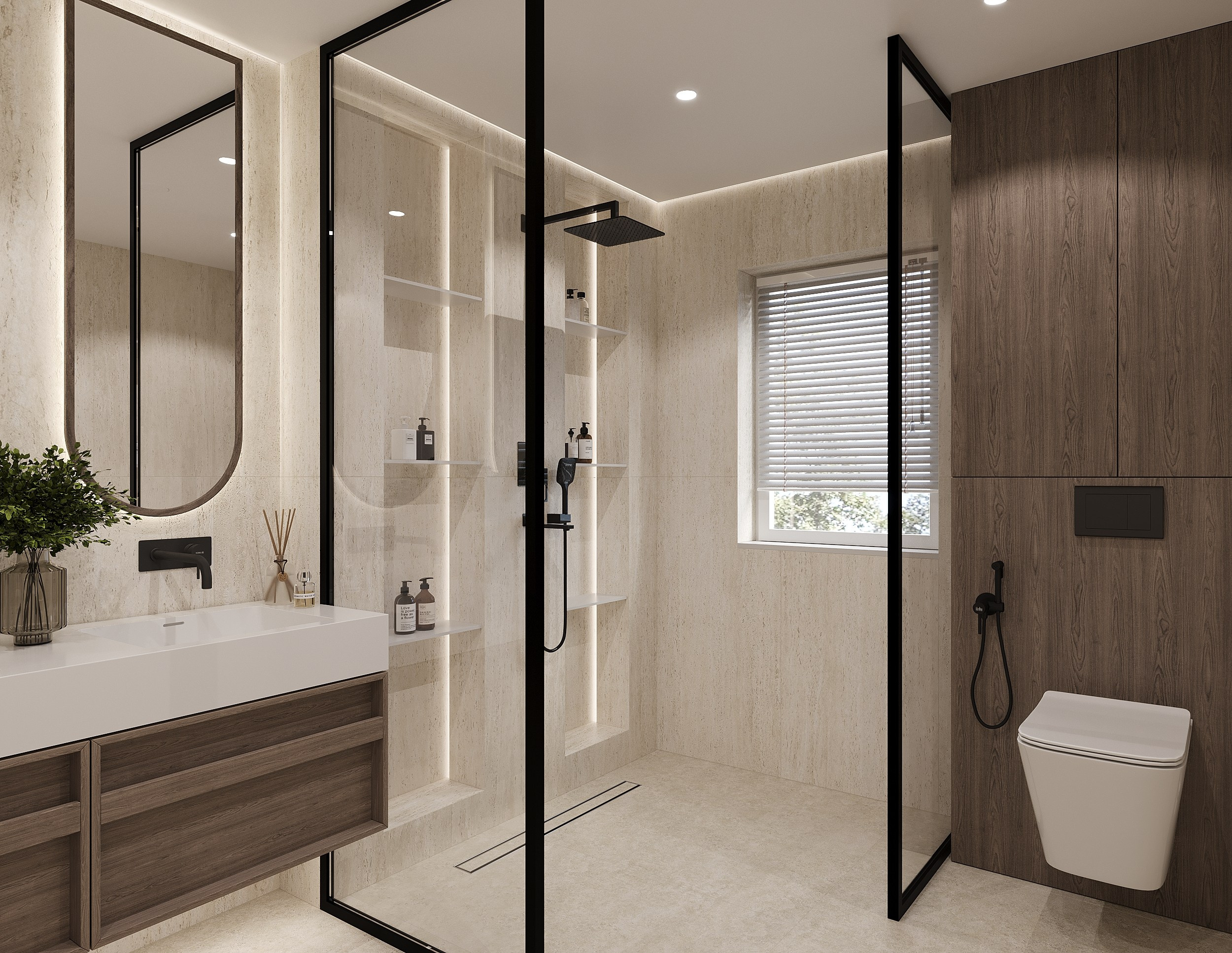 Санузел и постирочная. 3D визуализация