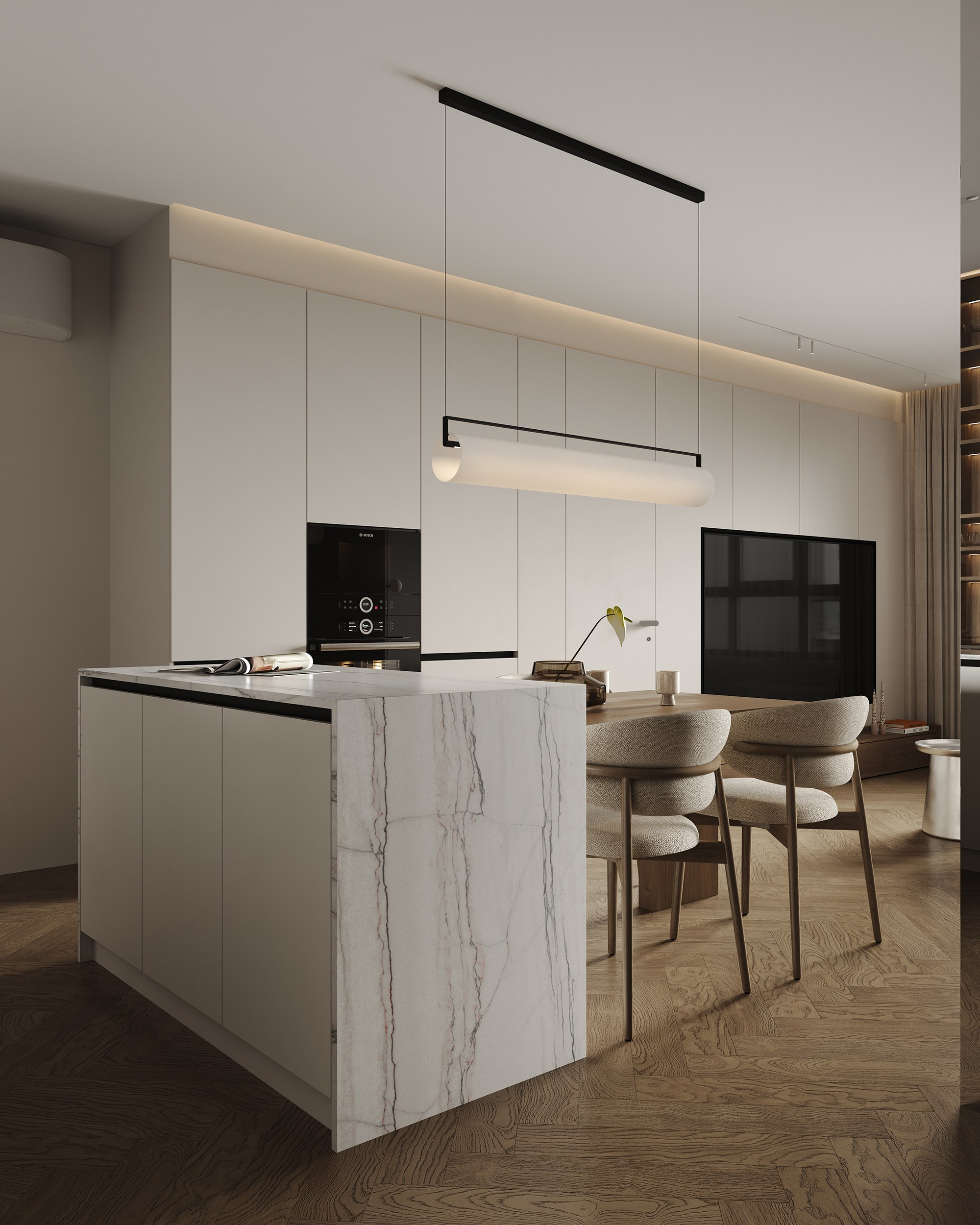 Кухня-гостиная ЖК «Парк столиц». 3D визуализация интерьера Надежда Соколова