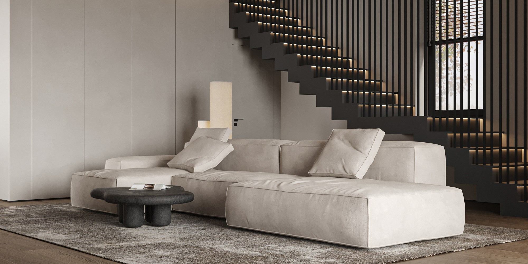 Кухня-гостиная ЖК «Паруса мечты». 3D визуализация интерьера Надежда Соколова