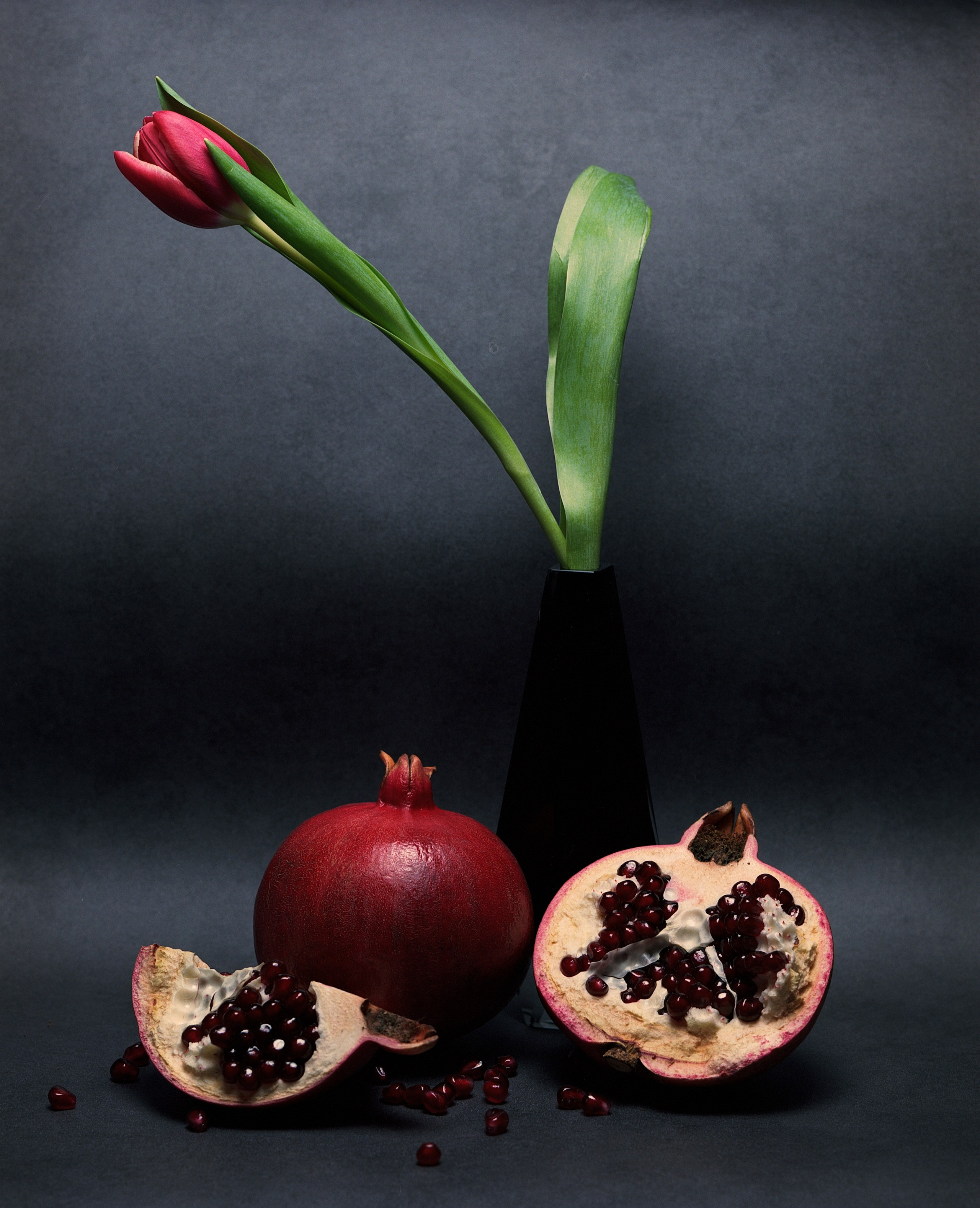 Натюрморт с гранатами и тюльпаном, Натюрморт, Михаил Янкин, Санкт-Петербург, SPC Gold