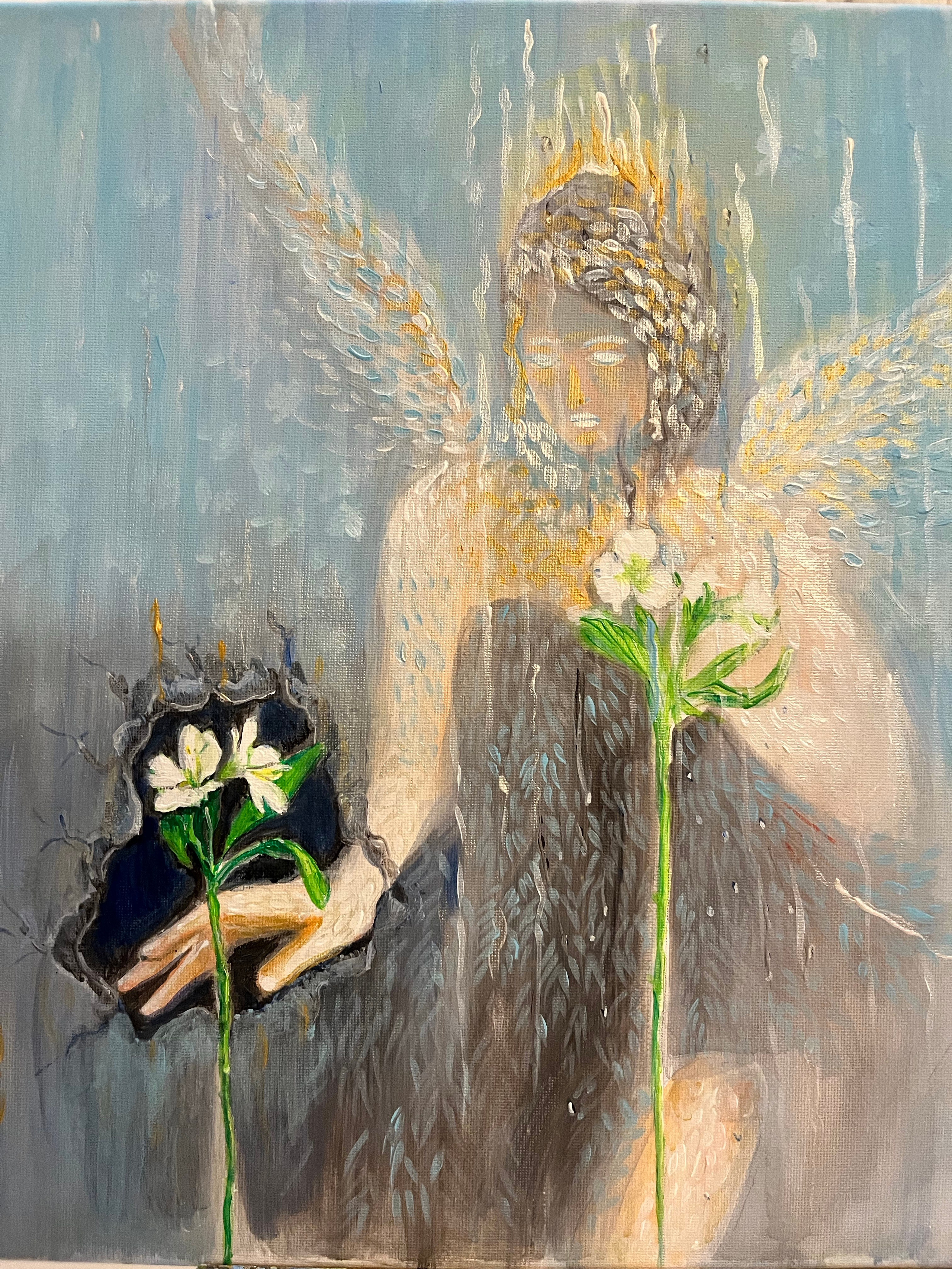 Angel, 40/40 cm acrylic on canvas 2024