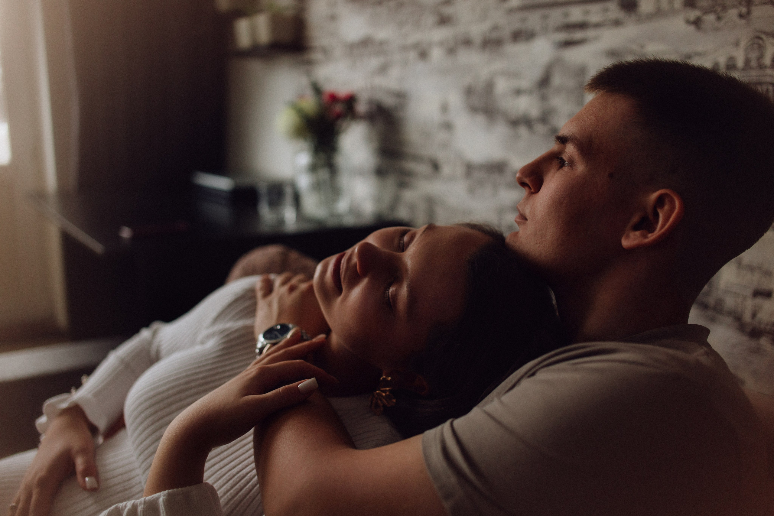 Беременная домашняя съемка Вика и Влад. Семейный фотограф в Москве и Люберцах Юлия Гуськова