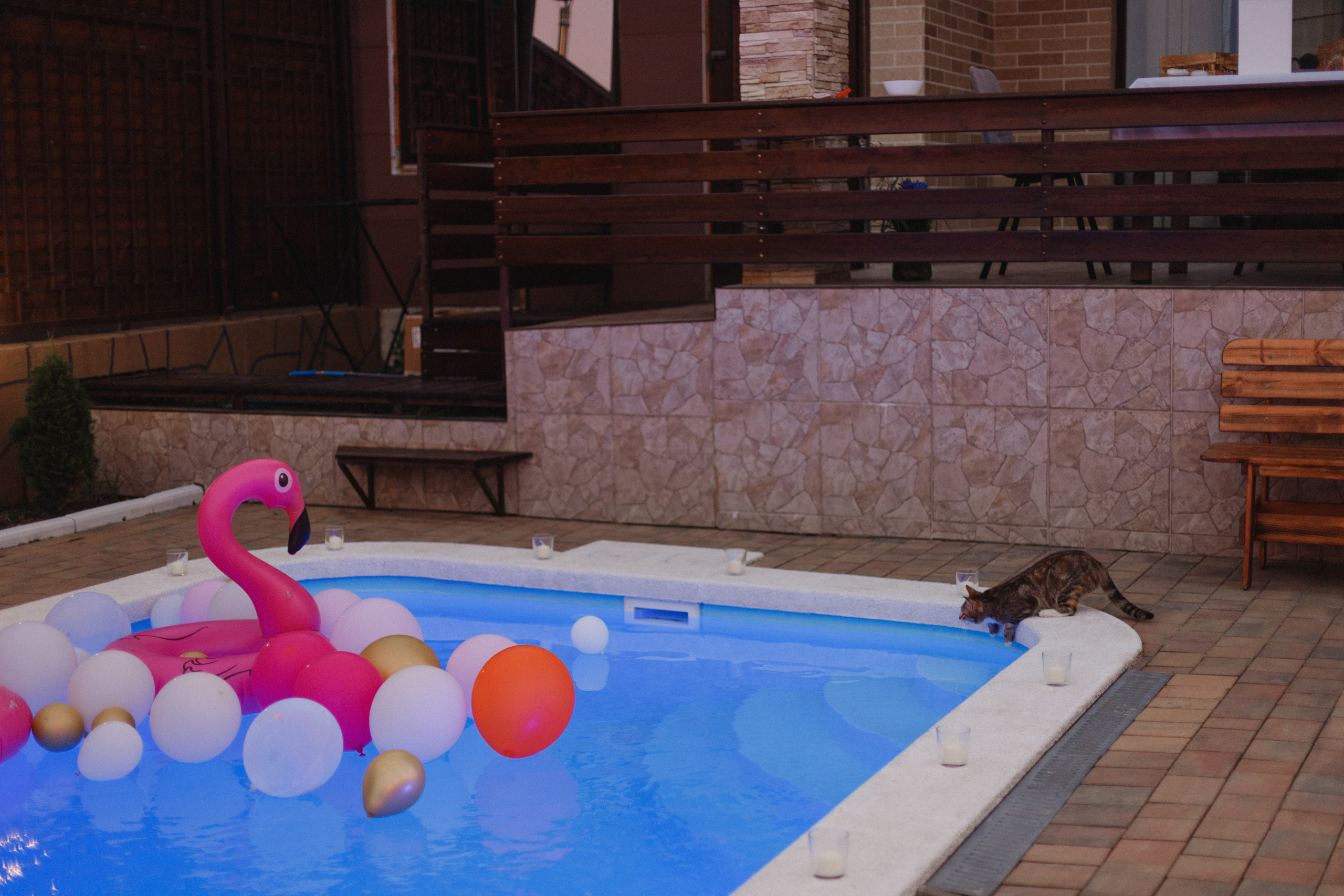 Фотосессия вечеринки у бассейна с видом на горы. Свадебный, репортажный и портретный фотограф Сочи, Краснодар. Александра Зайцева