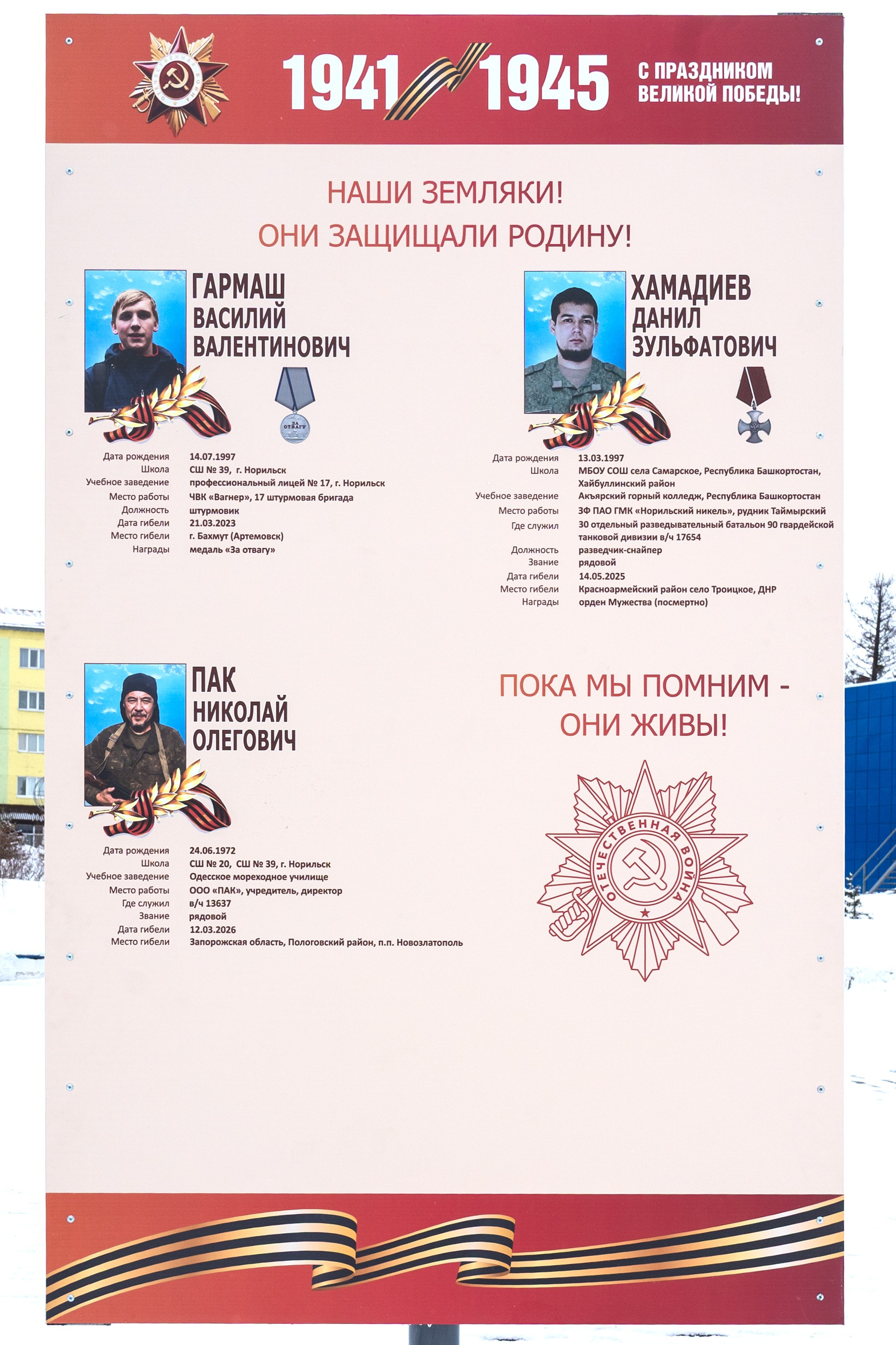 Нащи земляки! Они защищали родину!. Талнах.рф