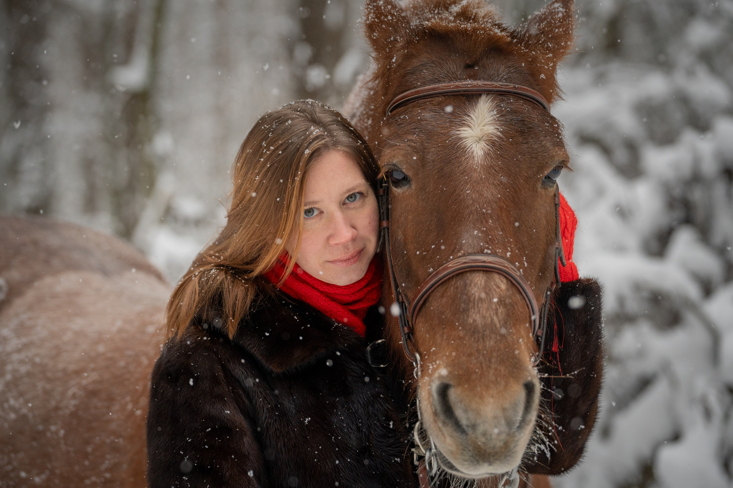 Зимняя фотосессия в лесу. Портретный фотограф Олеся Владимирова в Москве