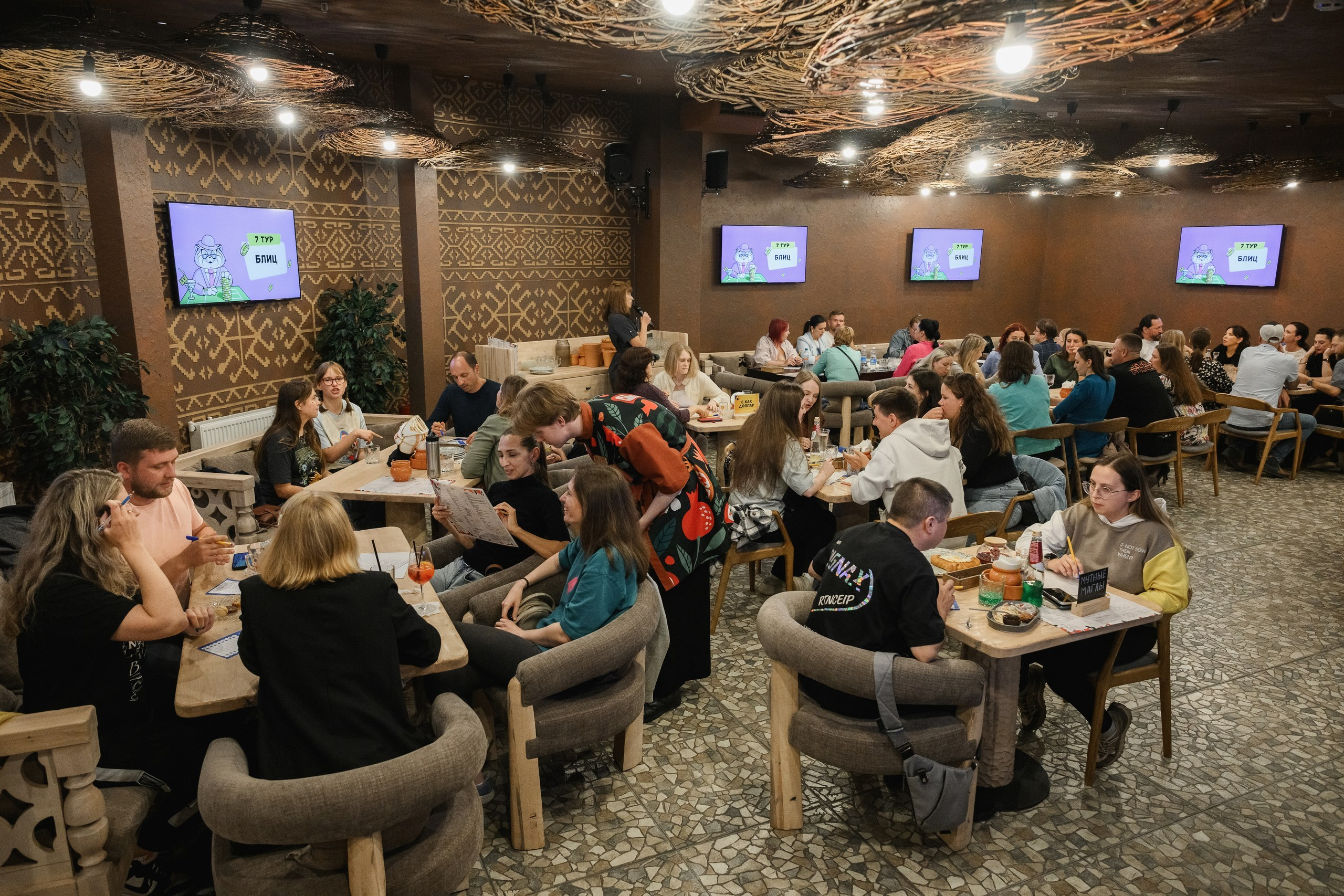 Фотосъемка квиза в Петропавловске-Камчатском. Яркие эмоции и командный азарт во время интеллектуальной игры в кафе. Репортажные кадры мероприятий в Петропавловске-Камчатском.