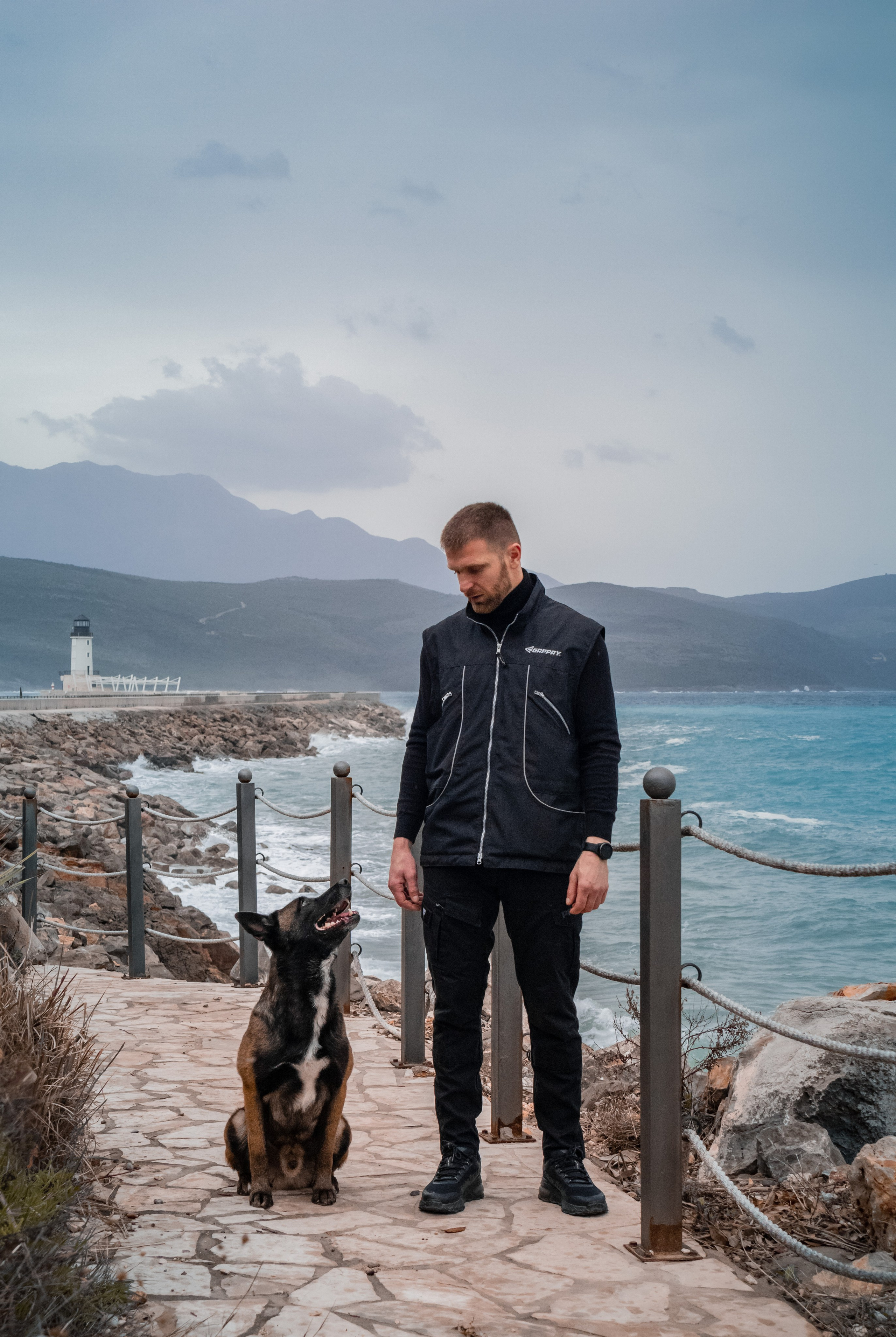 Photoshoot with a dog in Montenegro. Portrait photographer in Tivat Montenegro Katerina Kirsanova