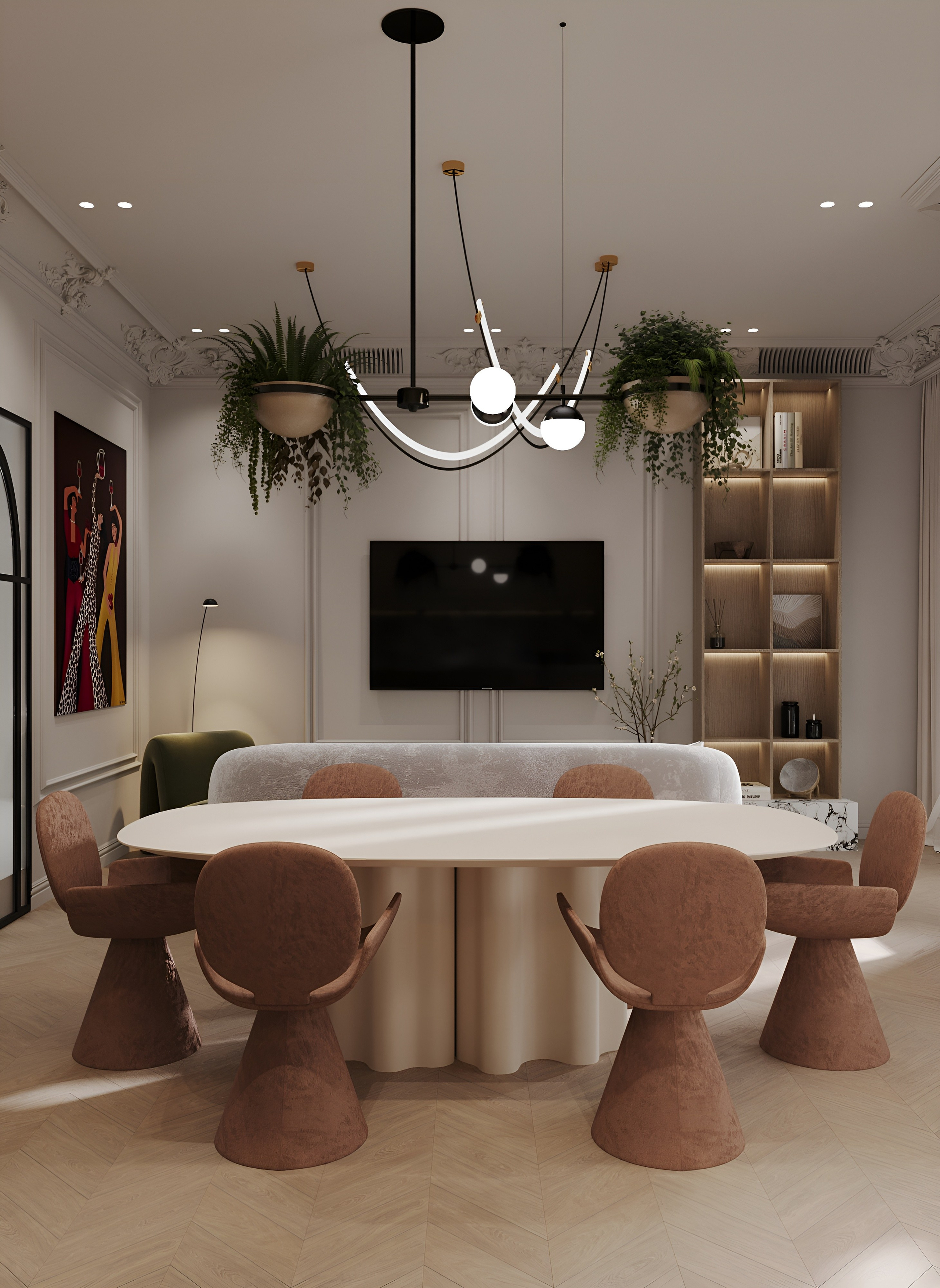 Кухня-гостиная в французском стиле. 3D Визуализация интерьеров жилых и коммерческих помещений