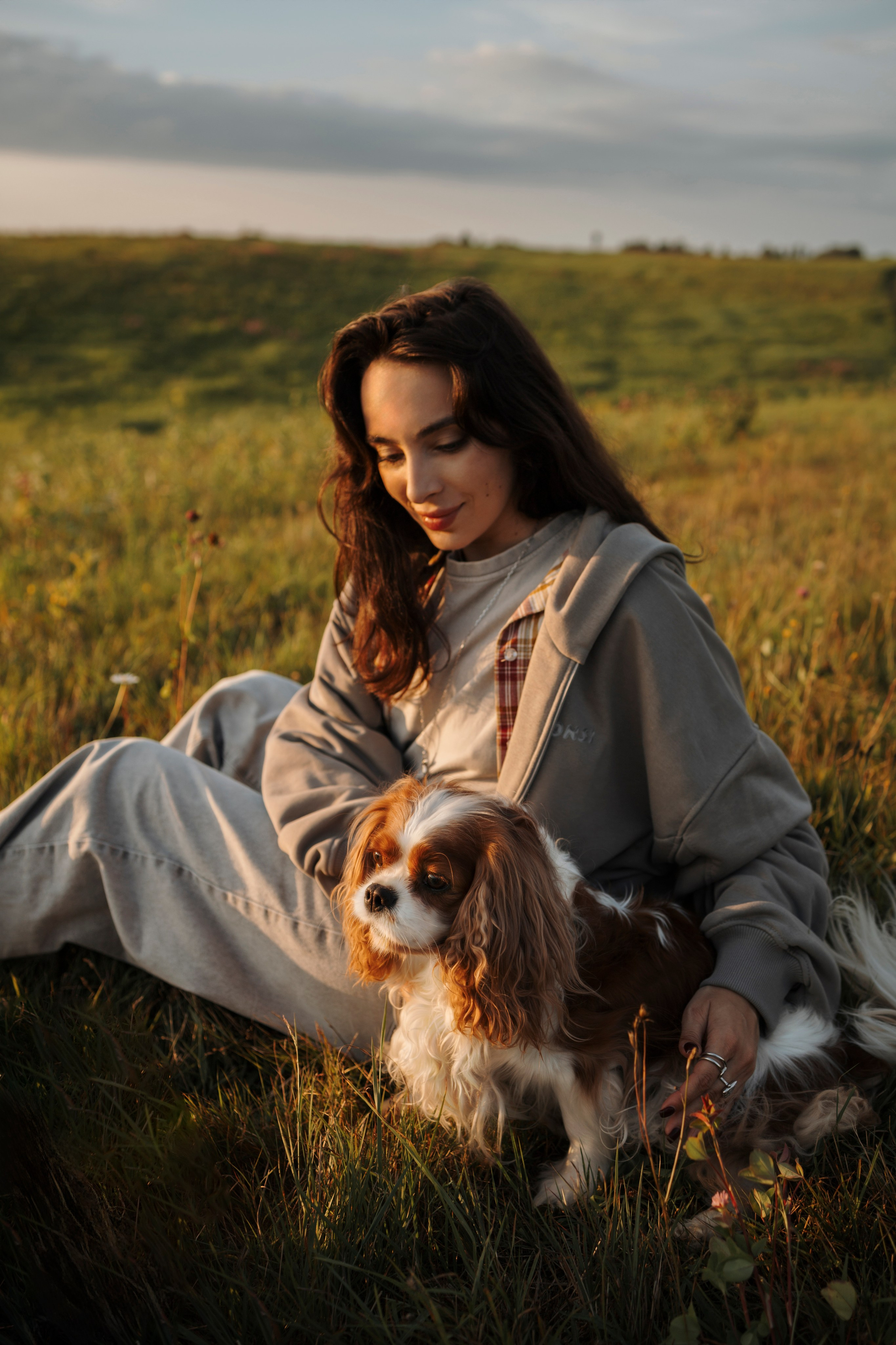 На закате Катерина, Луна и Рикки. Фотограф-анималист в Санкт-Петеребурге Титова Алиса