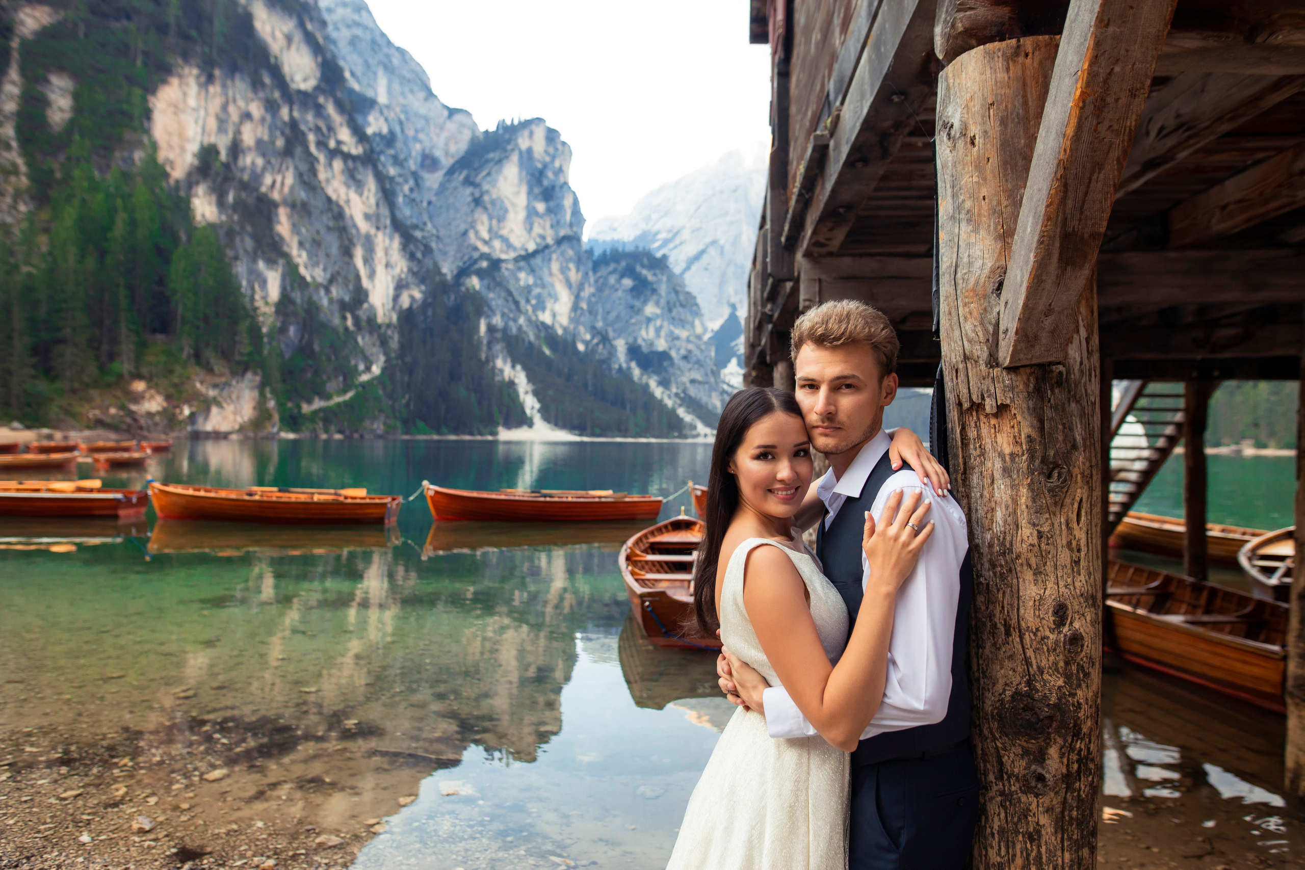 Алсу и Ринат, свадебная фотосессия на озере Брайес, Италия. Свадебный и семейный фотограф в Москве Евгения Лисина