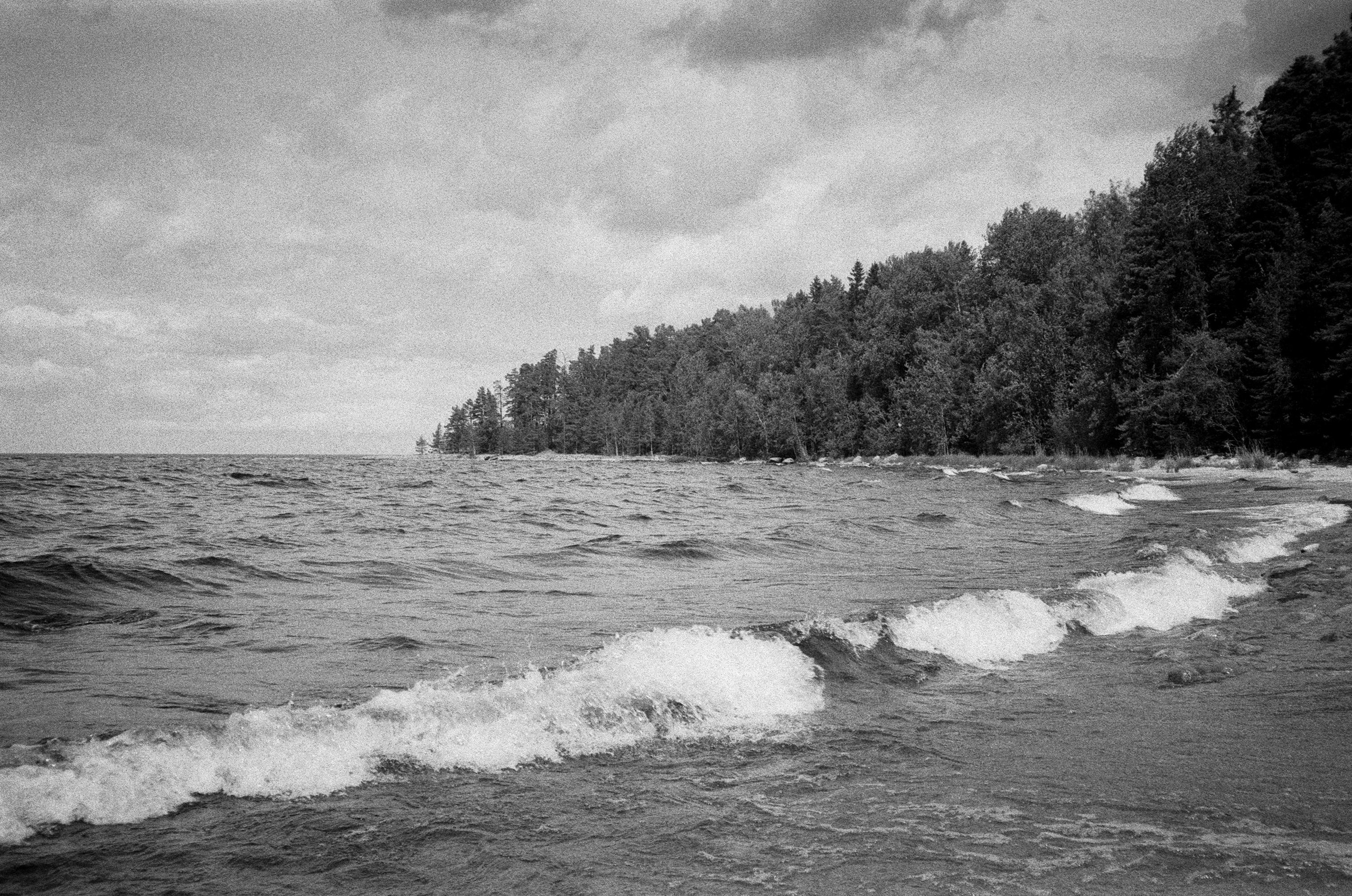 Остров Коневец на черно-белую пленку