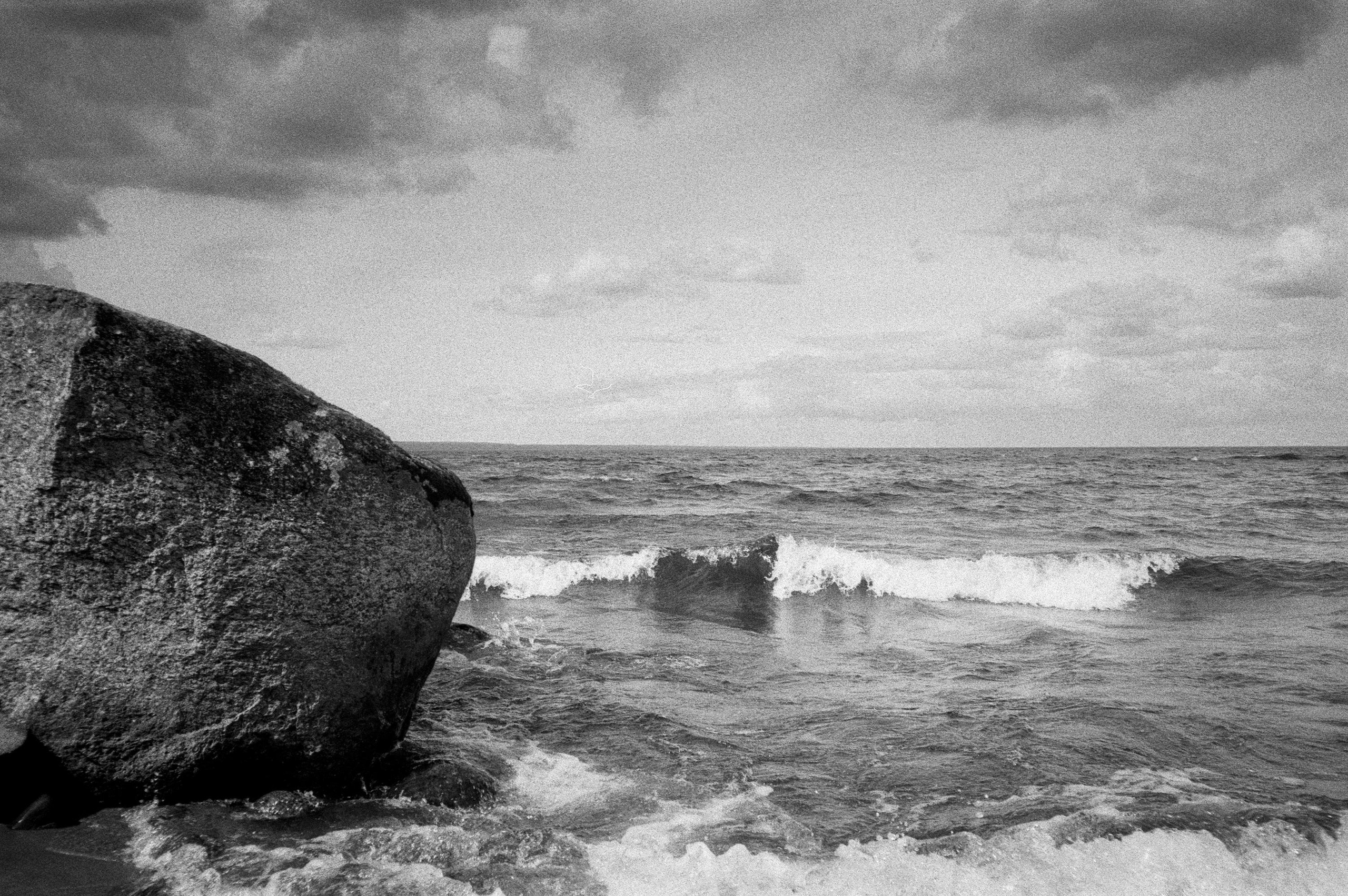 Остров Коневец на черно-белую пленку