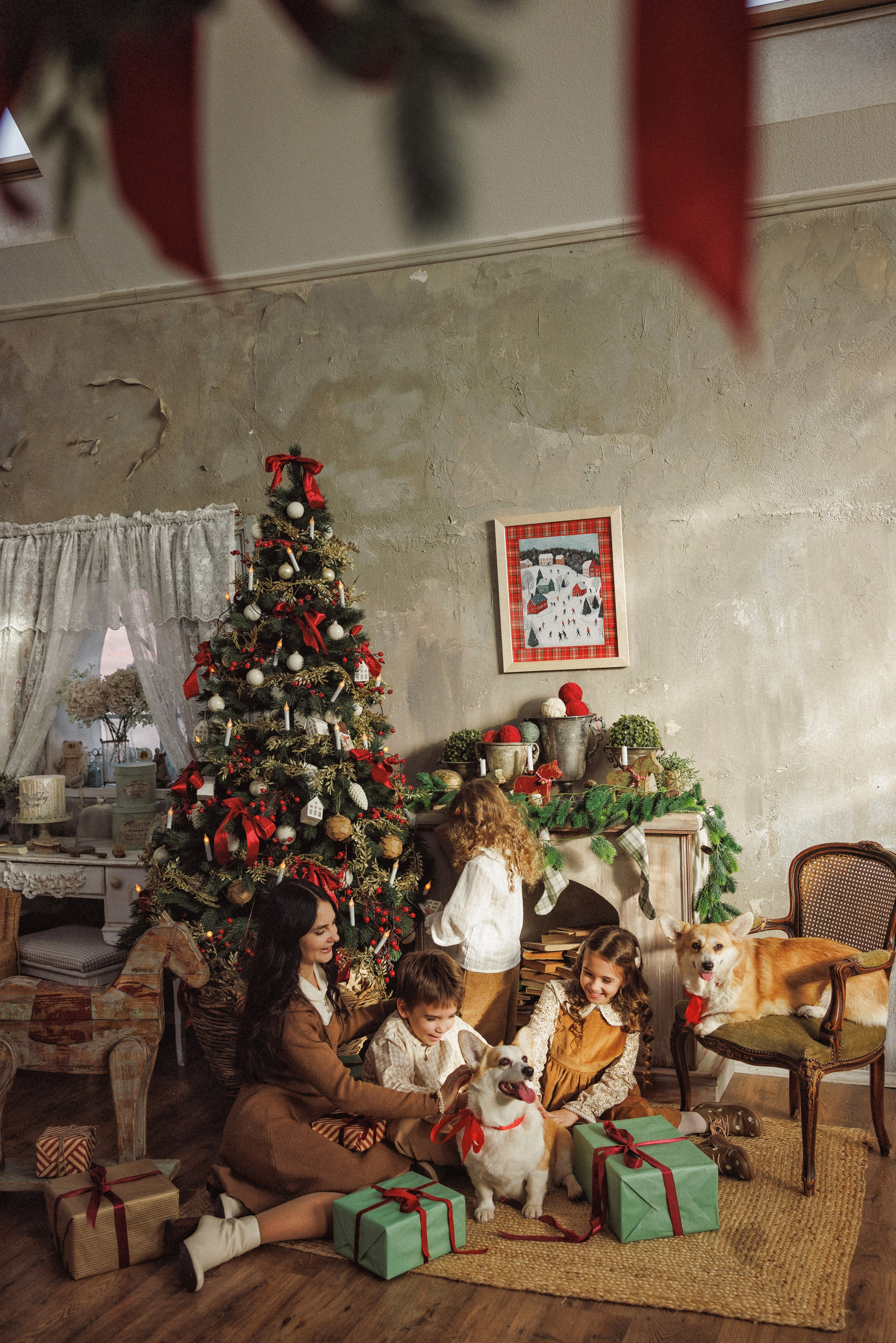 Новогодняя фотосессия с собачками породы Корги, город Краснодар. Семейный и детский фотограф в Краснодаре Анна Трашкова