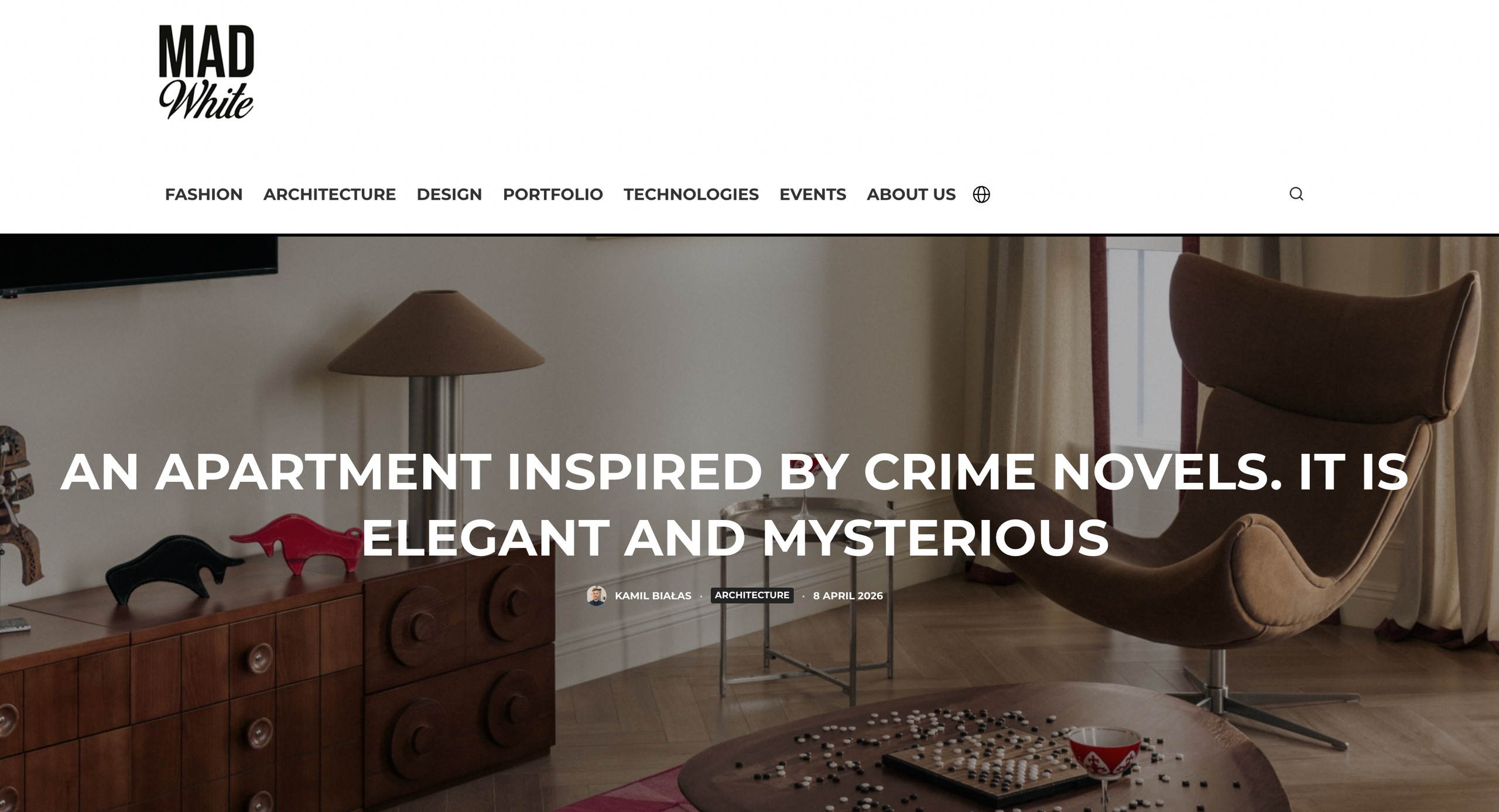 Elegant and mysterious apartment interior inspired by crime novels, modern design with dark accents, project by Diana Karimova, photography by Roman Yakunin, retouching by Sofia Klyonova