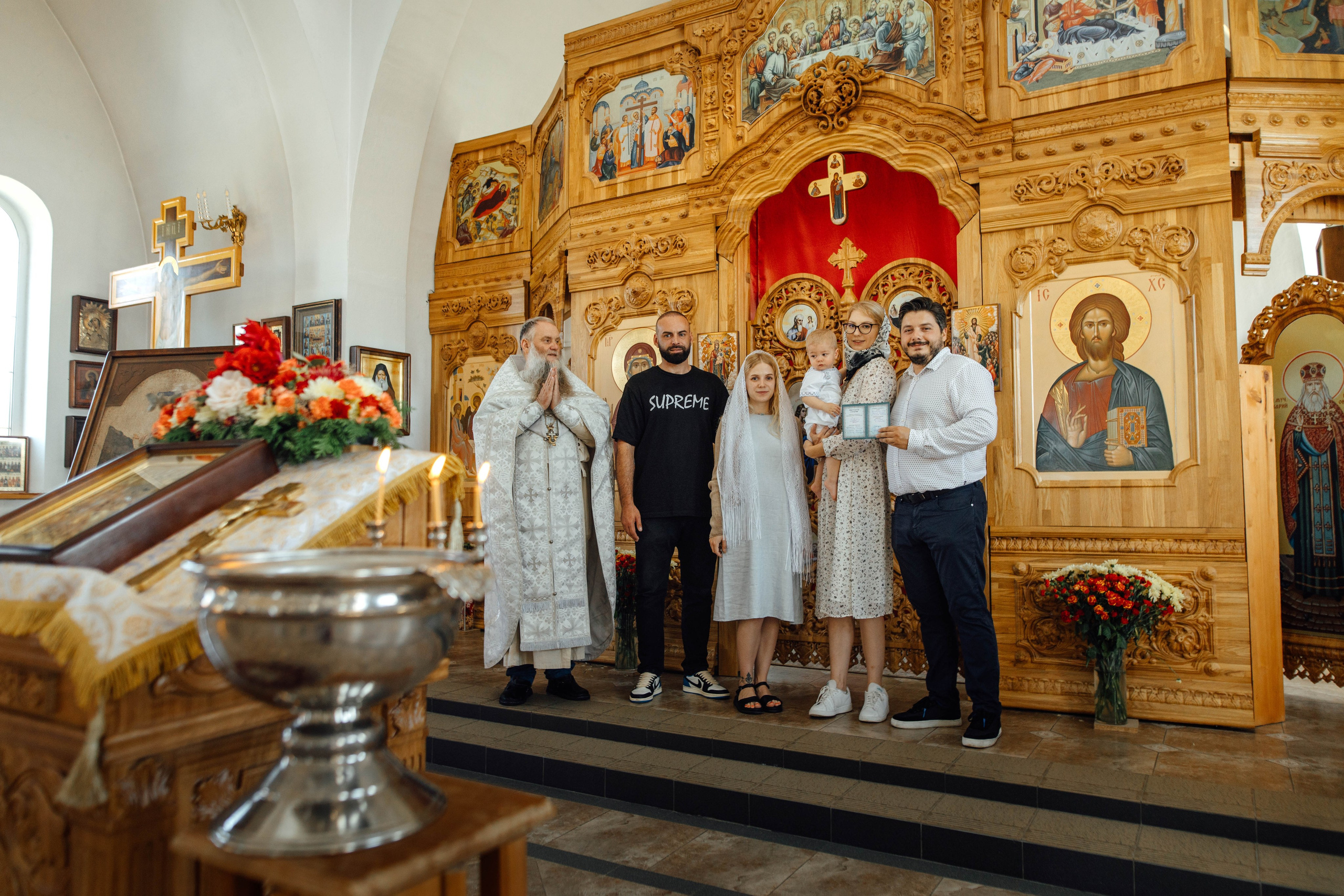 Крещение Энвера (Михаила), д. Колядищи, храм Успения Пр. Богородицы, август 2025