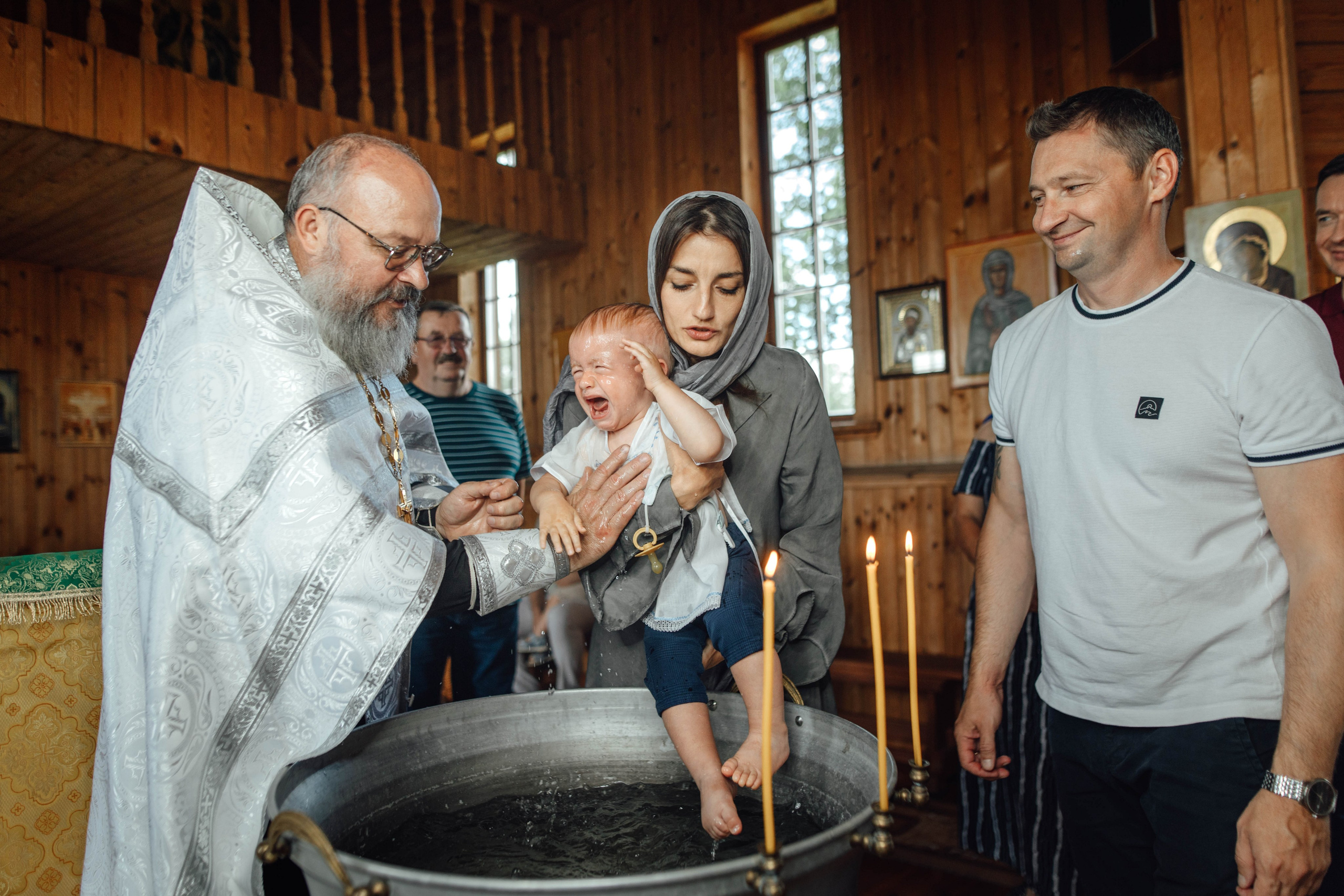 Крещение Тимофея, д. Киевец, храм Святой Троицы, август 2025