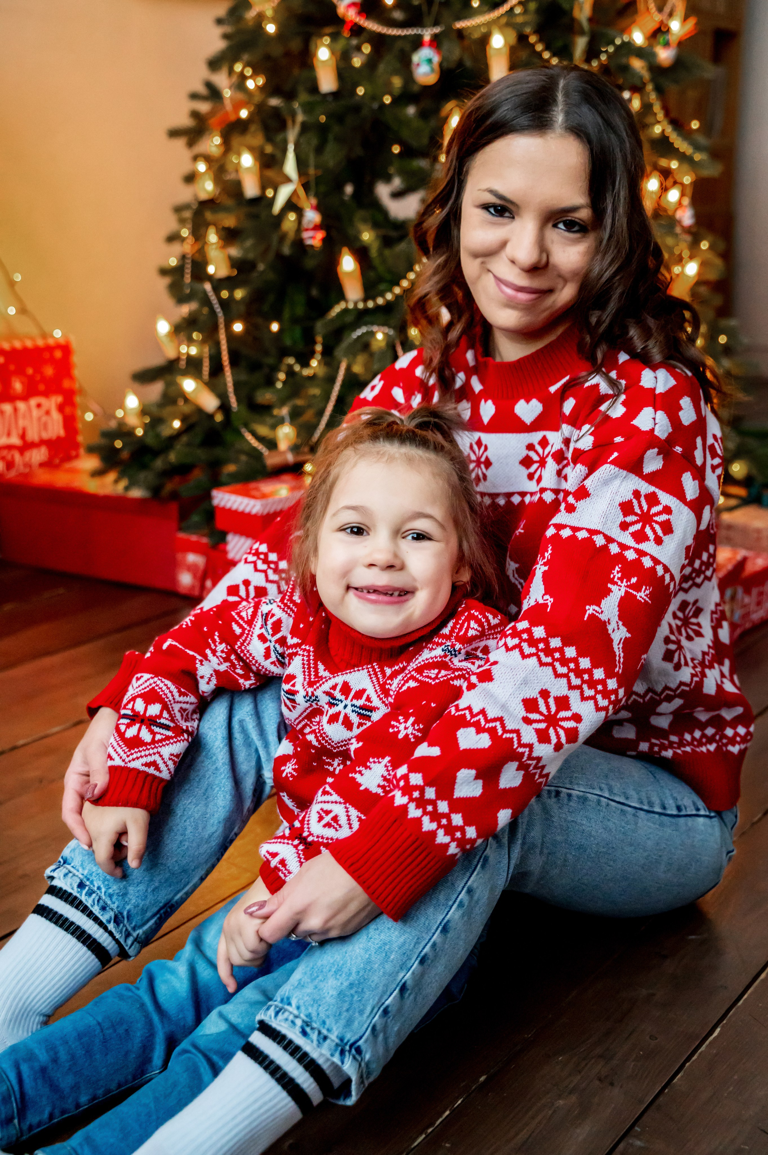 Новогодняя съёмка для мамы и дочки