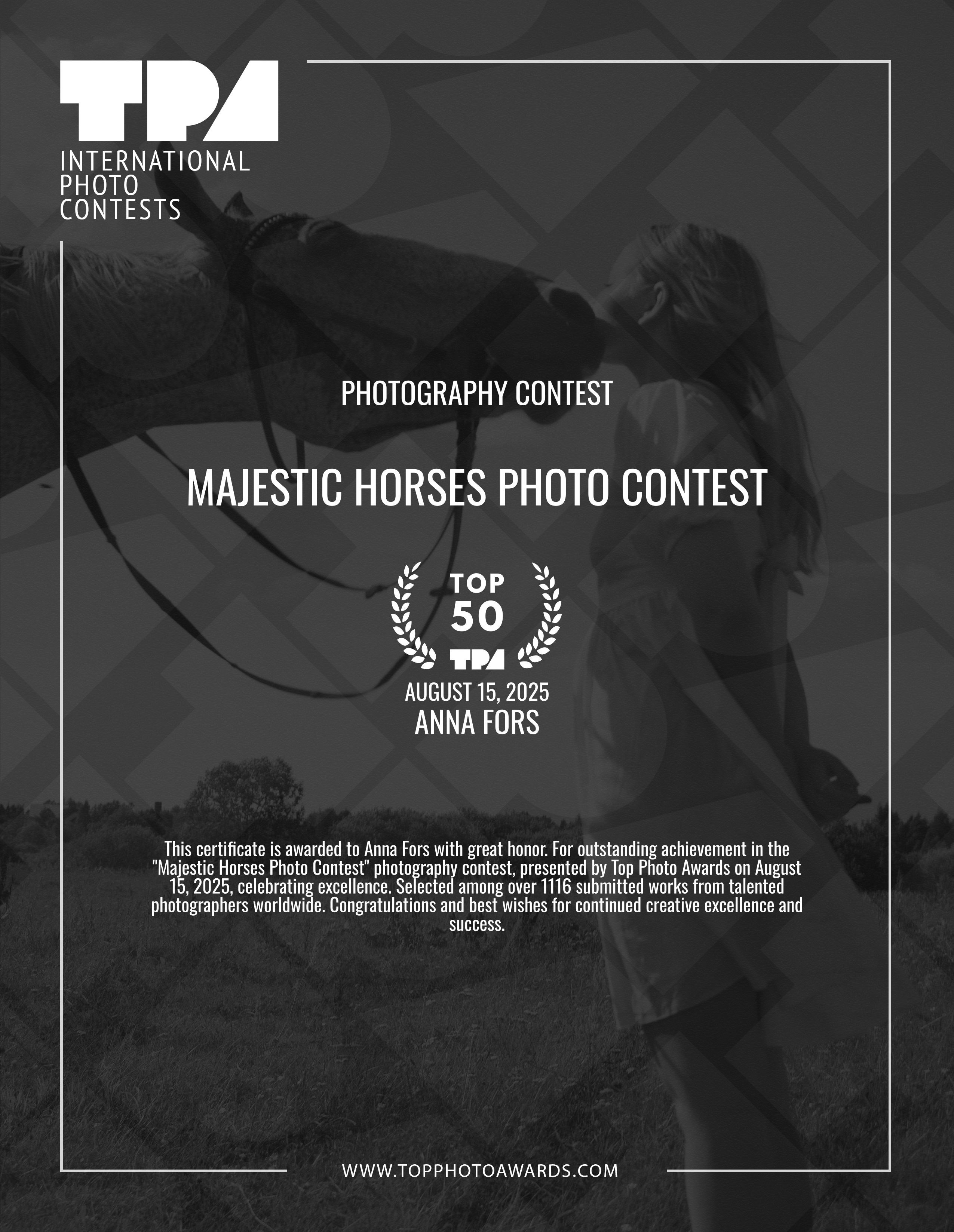 Награды фотохудожника Анны Форс — Победитель BICFP, TopPhotoAwards и финалист Liquida Grant. Арт-ню фотограф, Фотохудожник в Москве Анна Форс