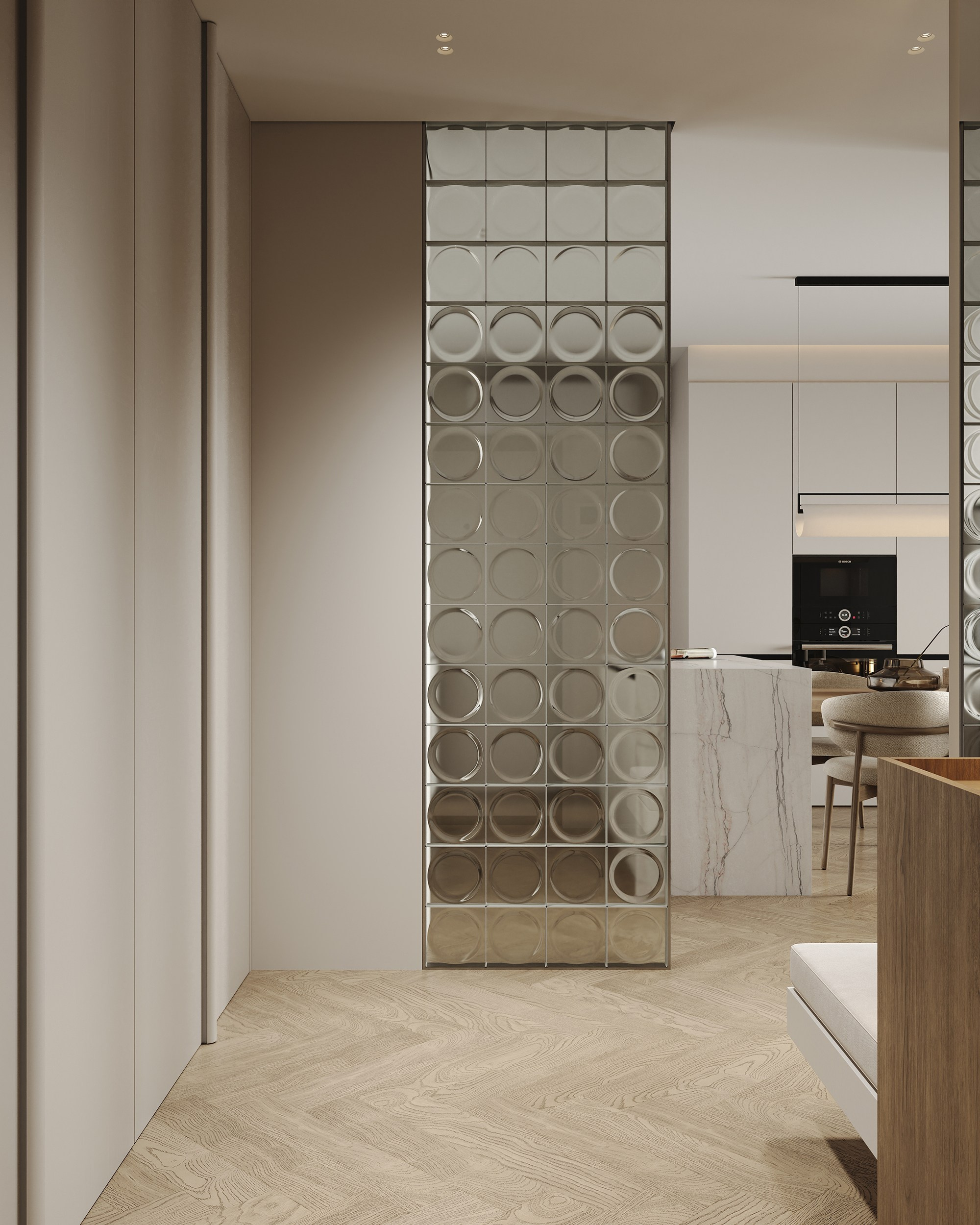 Кухня-гостиная ЖК «Парк столиц». 3D визуализация интерьера Надежда Соколова