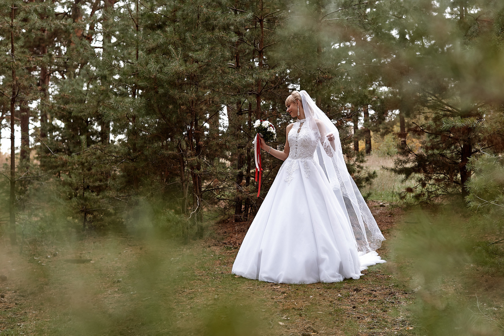 Свадебная регистрация прогулка в соснах. Фото видео съёмка в Белой Калитве дуэт Герман и Инна