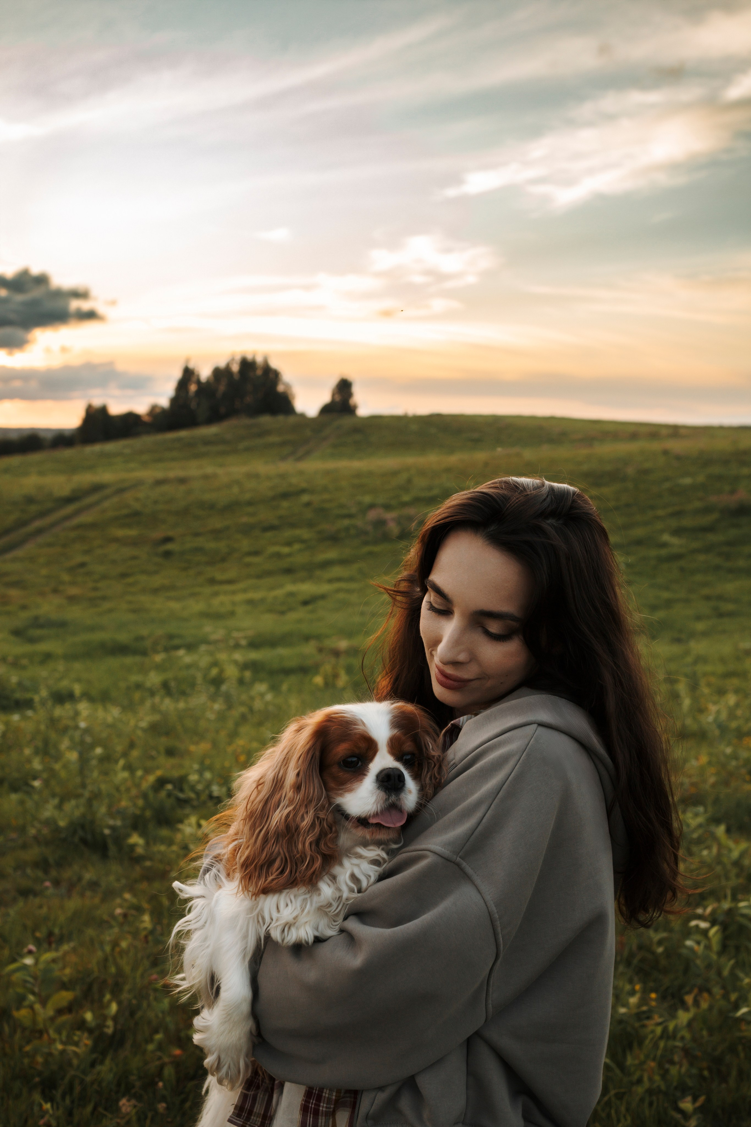 На закате Катерина, Луна и Рикки. Фотограф-анималист в Санкт-Петеребурге Титова Алиса