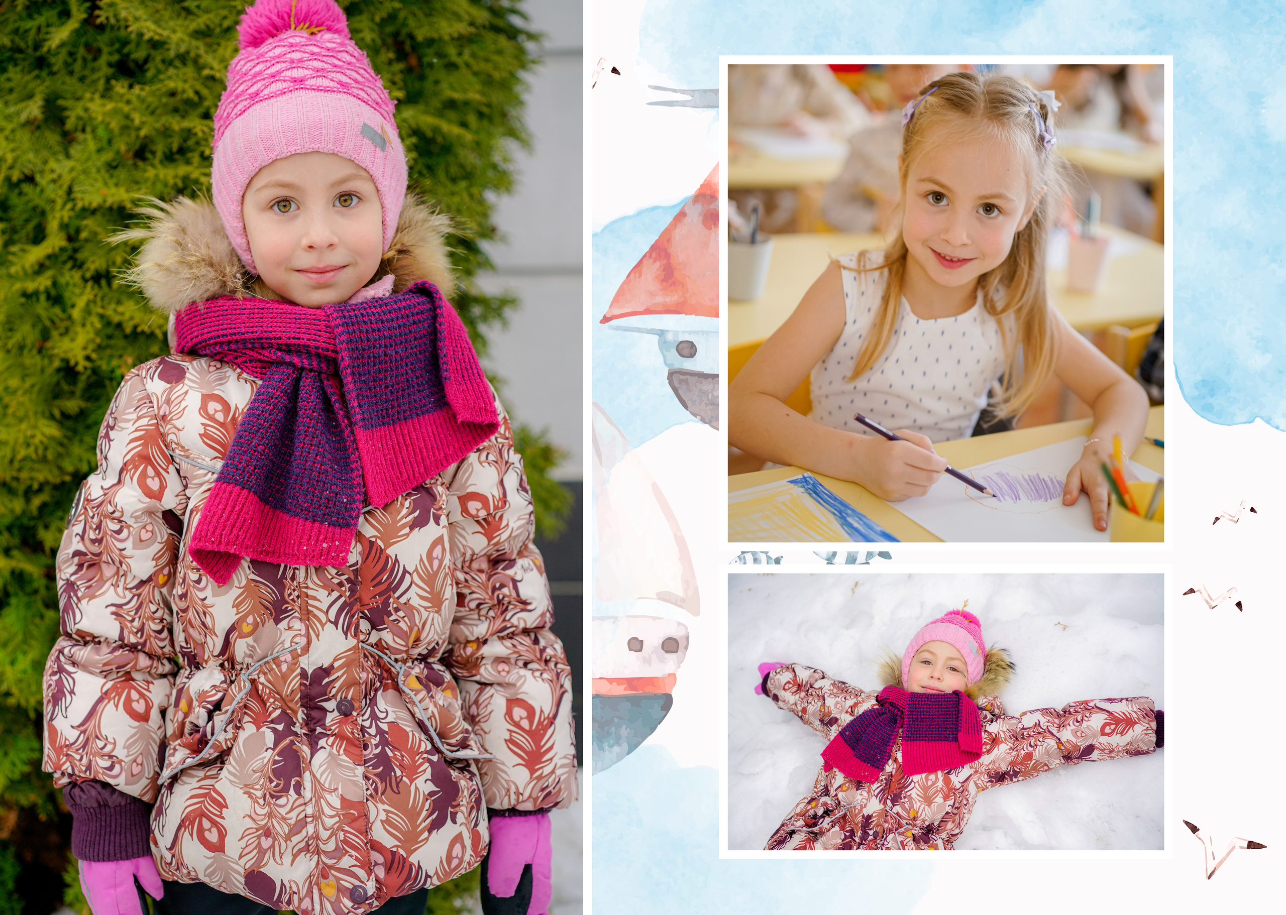 Персональные развороты и обложка дизайн «Кораблик». Анна Белашова ВЫПУСКНЫЕ АЛЬБОМЫ, фото и видеосъёмка