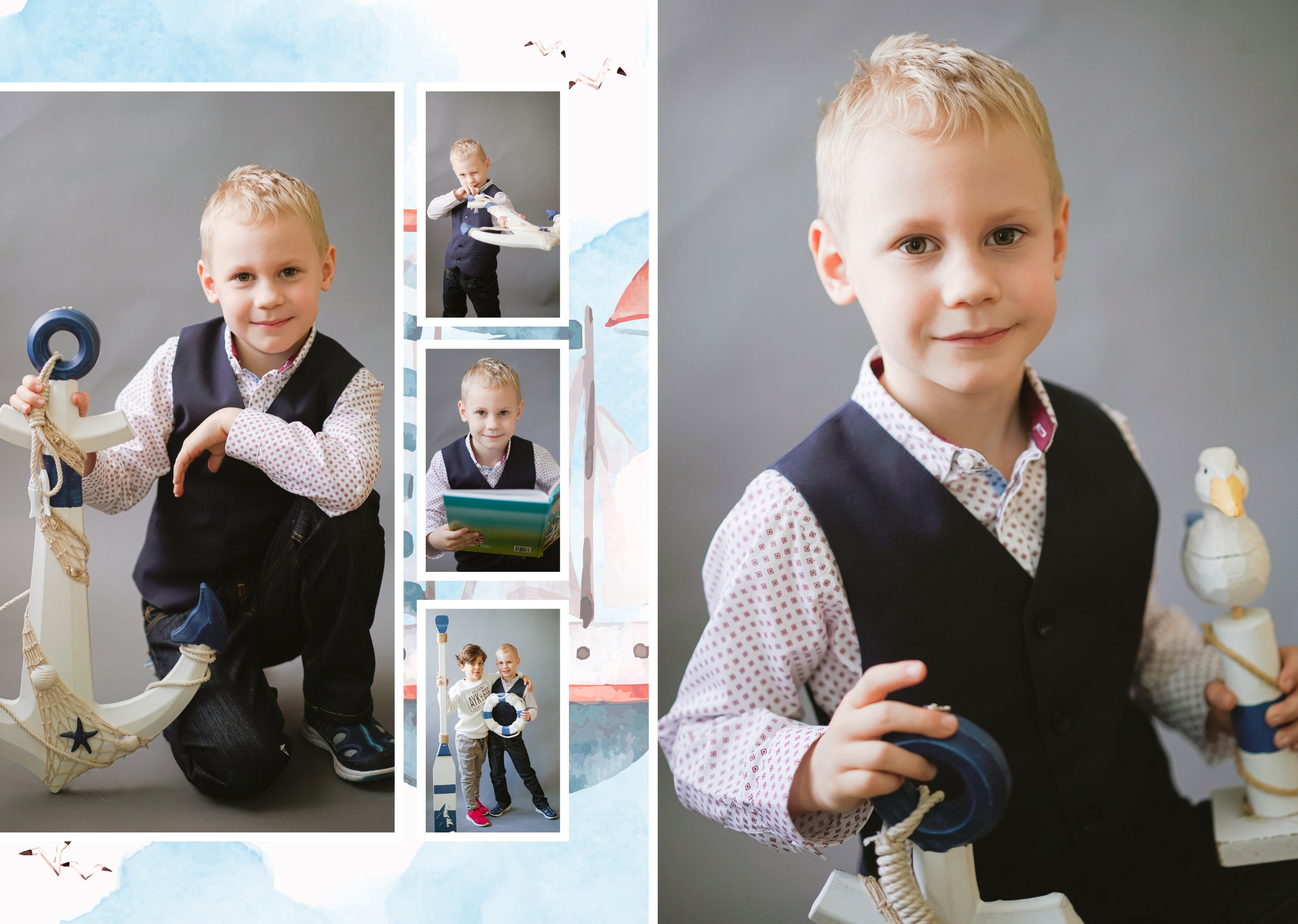 Персональные развороты и обложка дизайн «Кораблик». Анна Белашова ВЫПУСКНЫЕ АЛЬБОМЫ, фото и видеосъёмка