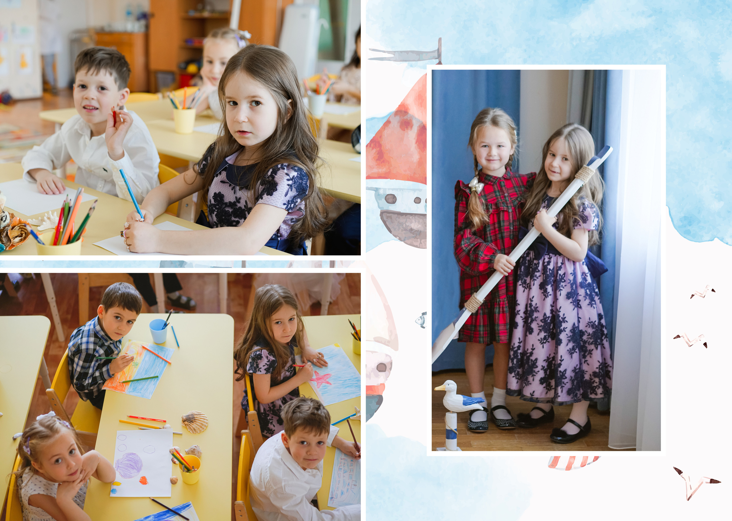 Персональные развороты и обложка дизайн «Кораблик». Анна Белашова ВЫПУСКНЫЕ АЛЬБОМЫ, фото и видеосъёмка