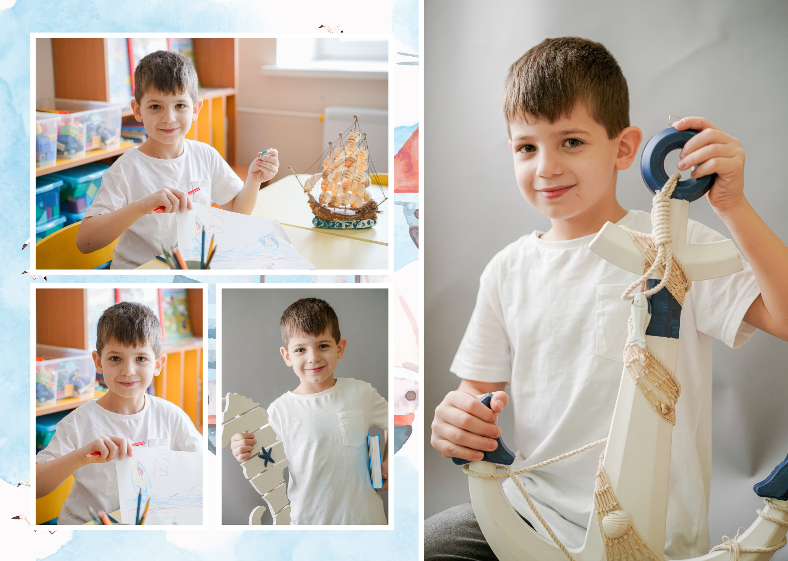 Персональные развороты и обложка дизайн «Кораблик». Анна Белашова ВЫПУСКНЫЕ АЛЬБОМЫ, фото и видеосъёмка