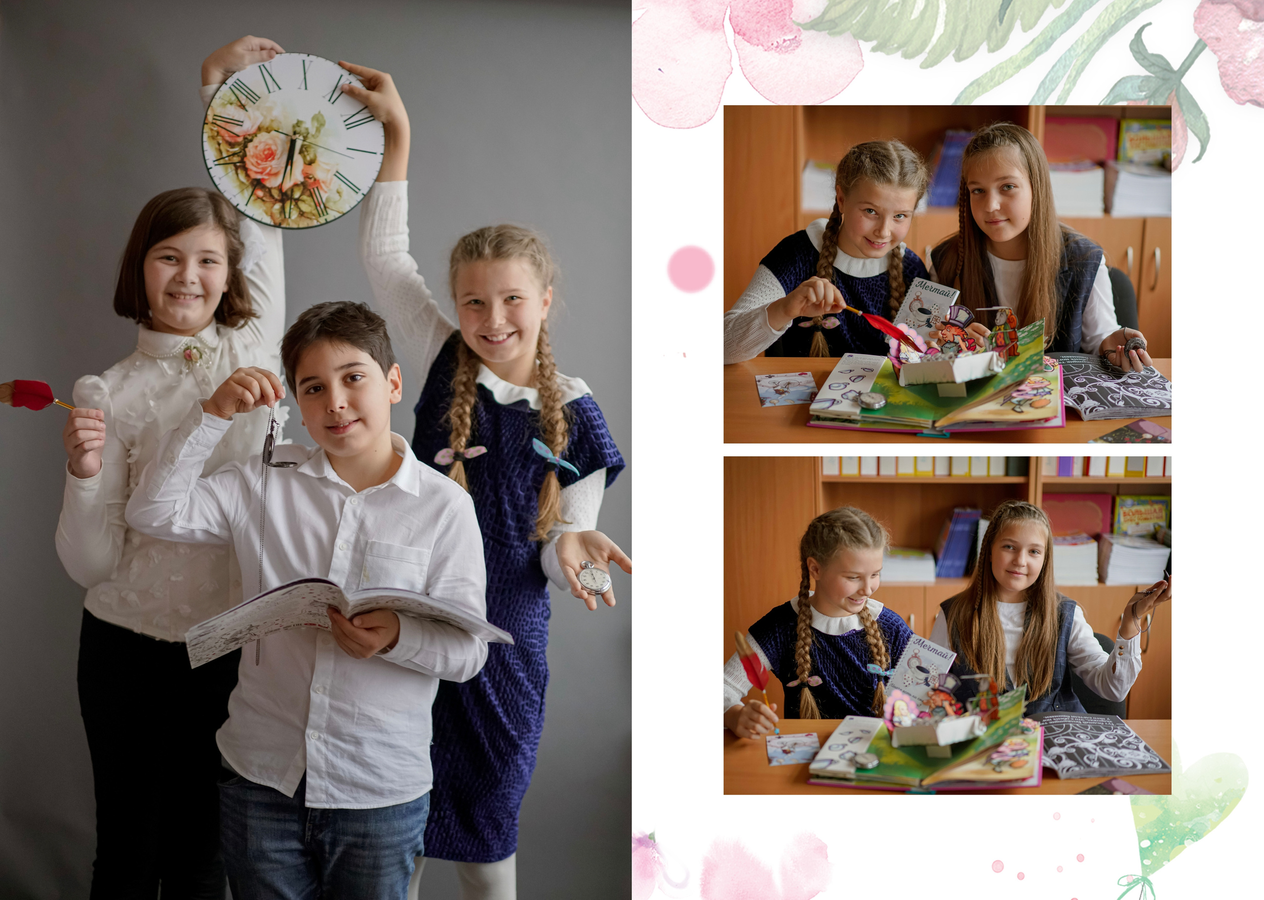 Школа МГПУ Дизайн «Алиса в стране чудес» ИНДИВИДУАЛЬНЫЕ РАЗВОРОТЫ. Анна Белашова ВЫПУСКНЫЕ АЛЬБОМЫ, фото и видеосъёмка