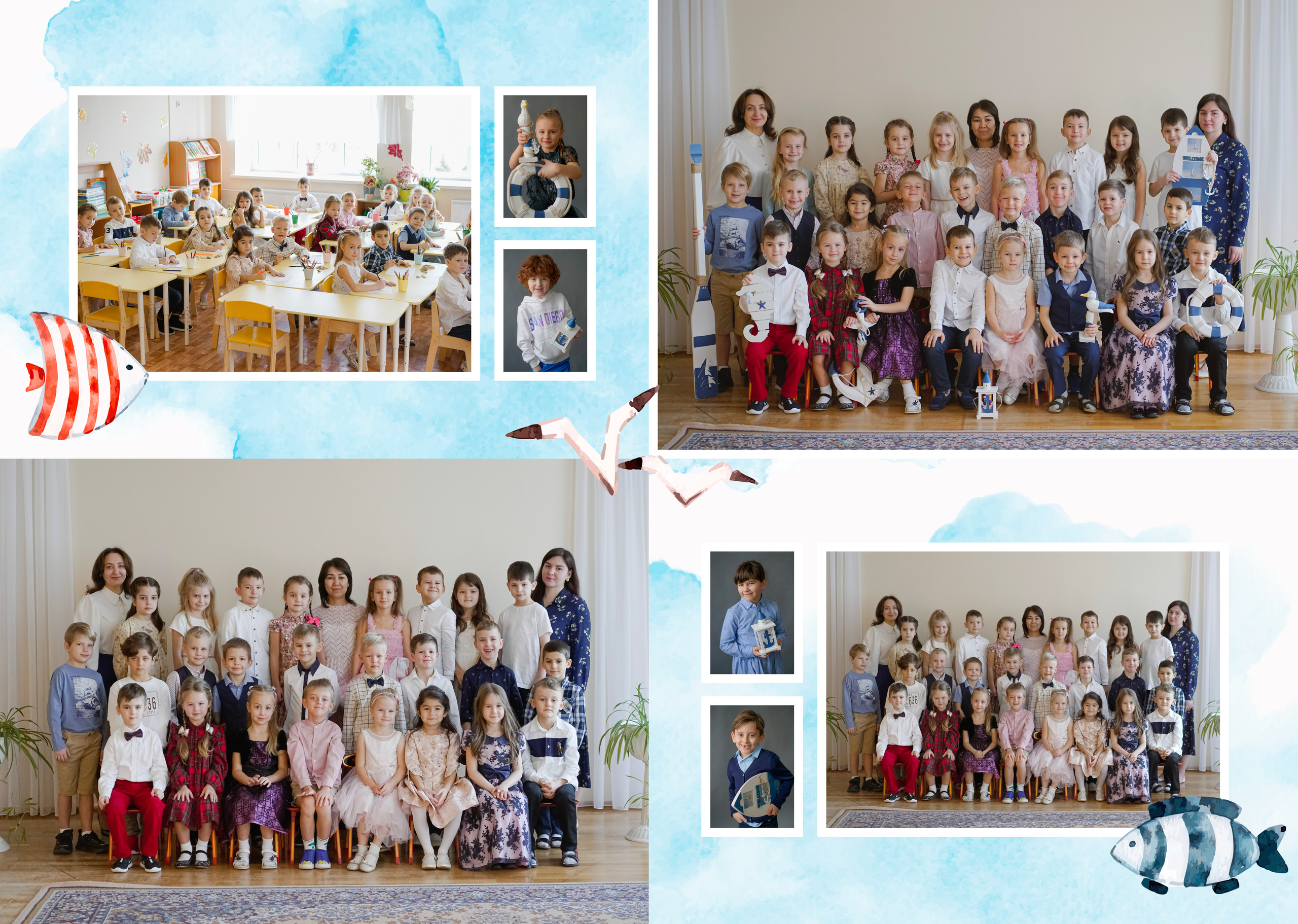 Общие развороты ДИЗАЙН «Кораблик». Анна Белашова ВЫПУСКНЫЕ АЛЬБОМЫ, фото и видеосъёмка