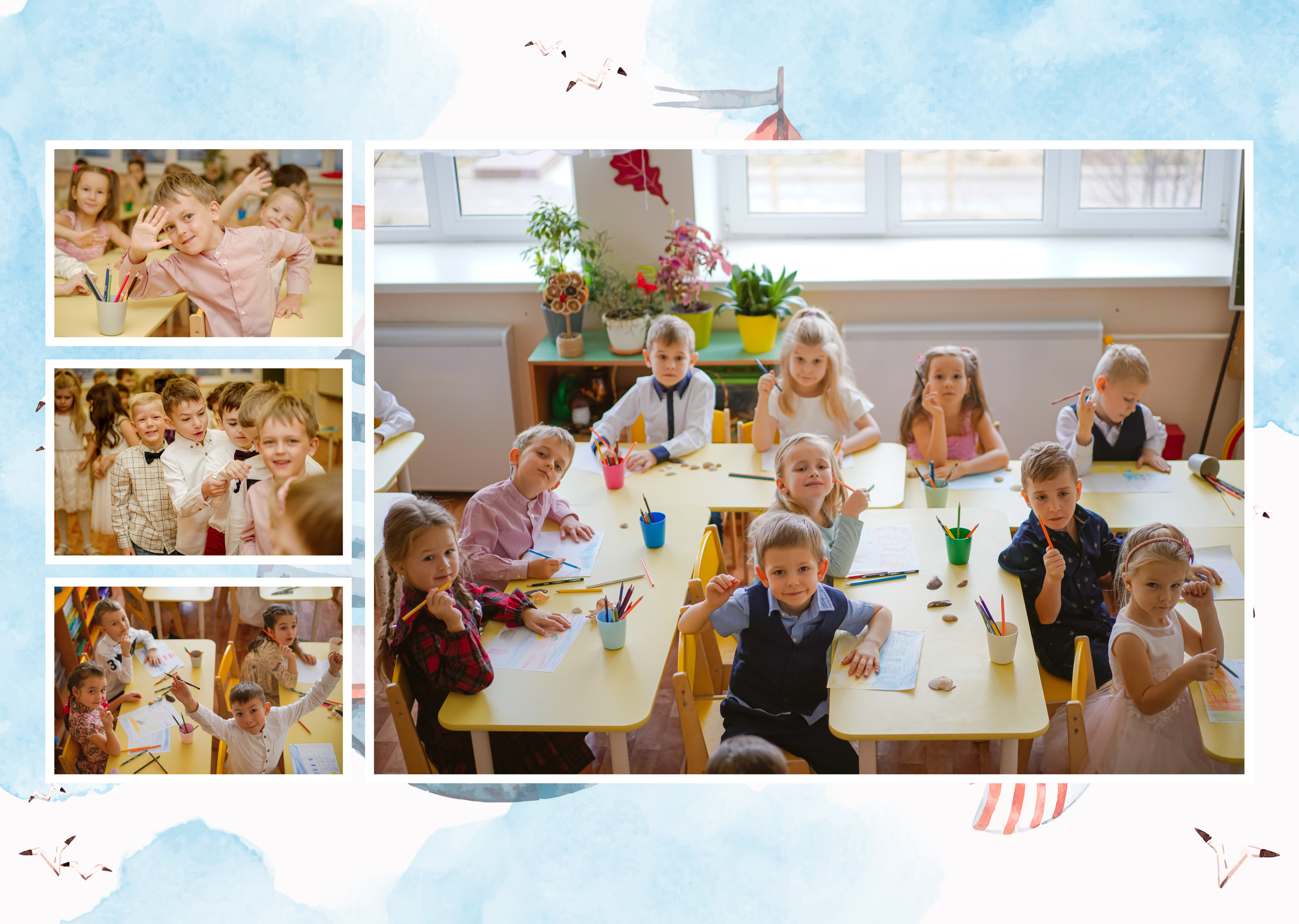 Персональные развороты и обложка дизайн «Кораблик». Анна Белашова ВЫПУСКНЫЕ АЛЬБОМЫ, фото и видеосъёмка