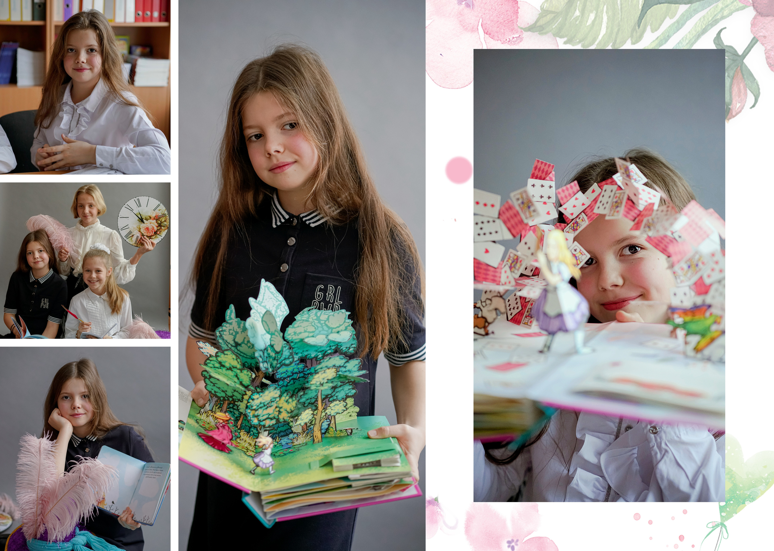 Школа МГПУ Дизайн «Алиса в стране чудес» ИНДИВИДУАЛЬНЫЕ РАЗВОРОТЫ. Анна Белашова ВЫПУСКНЫЕ АЛЬБОМЫ, фото и видеосъёмка