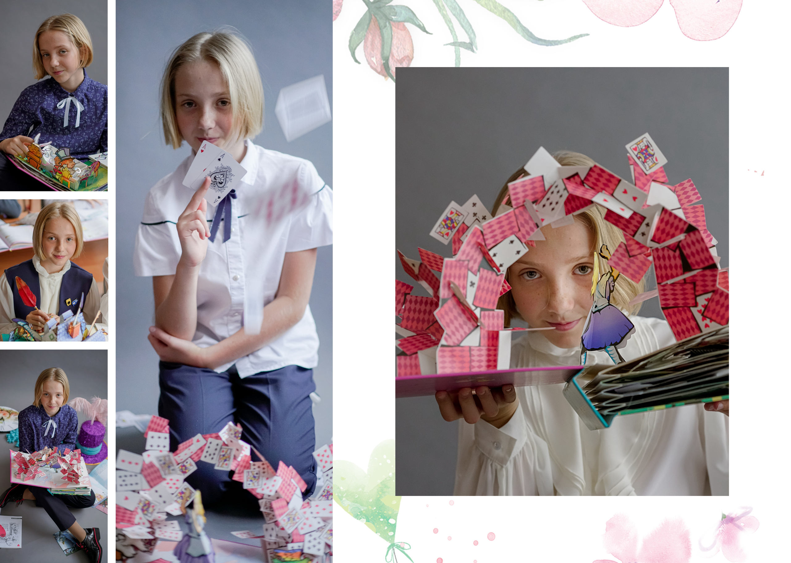 Школа МГПУ Дизайн «Алиса в стране чудес» ИНДИВИДУАЛЬНЫЕ РАЗВОРОТЫ. Анна Белашова ВЫПУСКНЫЕ АЛЬБОМЫ, фото и видеосъёмка